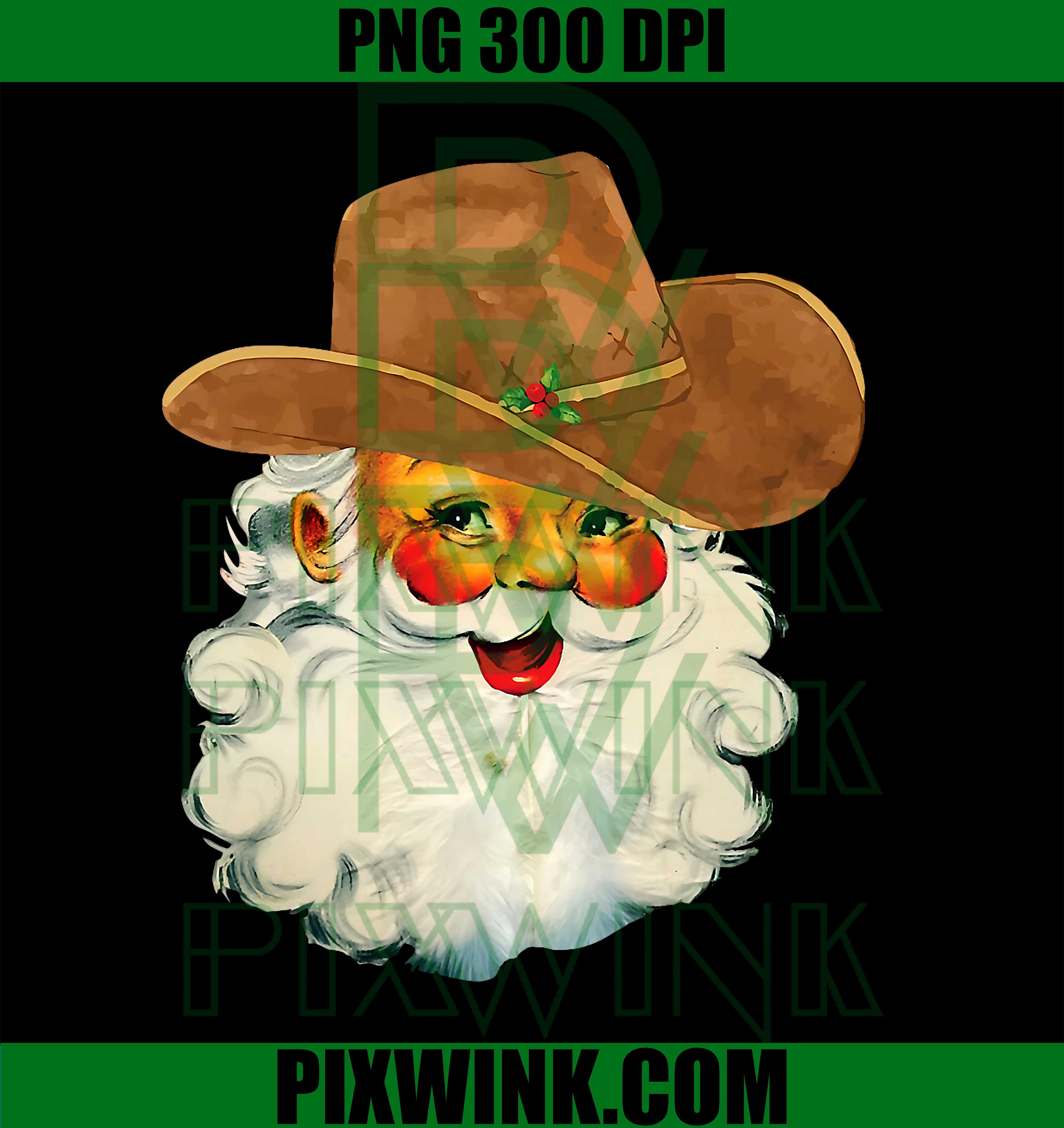 Merry Christmas Santa Cowboy Western Holiday PNG