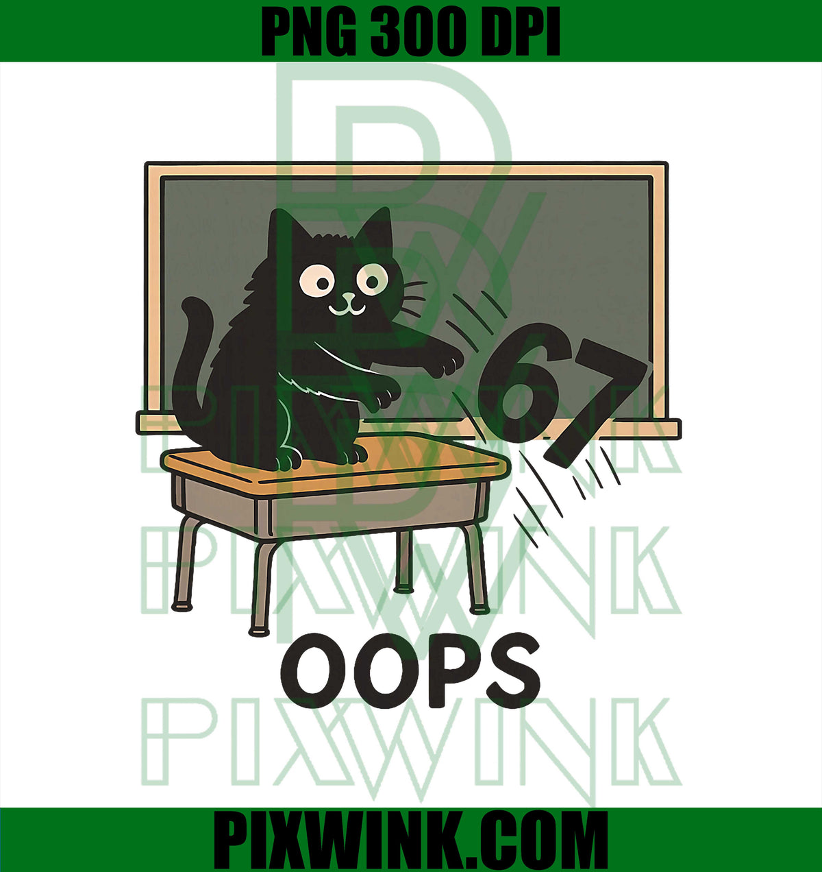 Oops Funny Anti 67 Teacher Six Seven Cute Cat PNG,  Funny Math Cat Shirt Design PNG