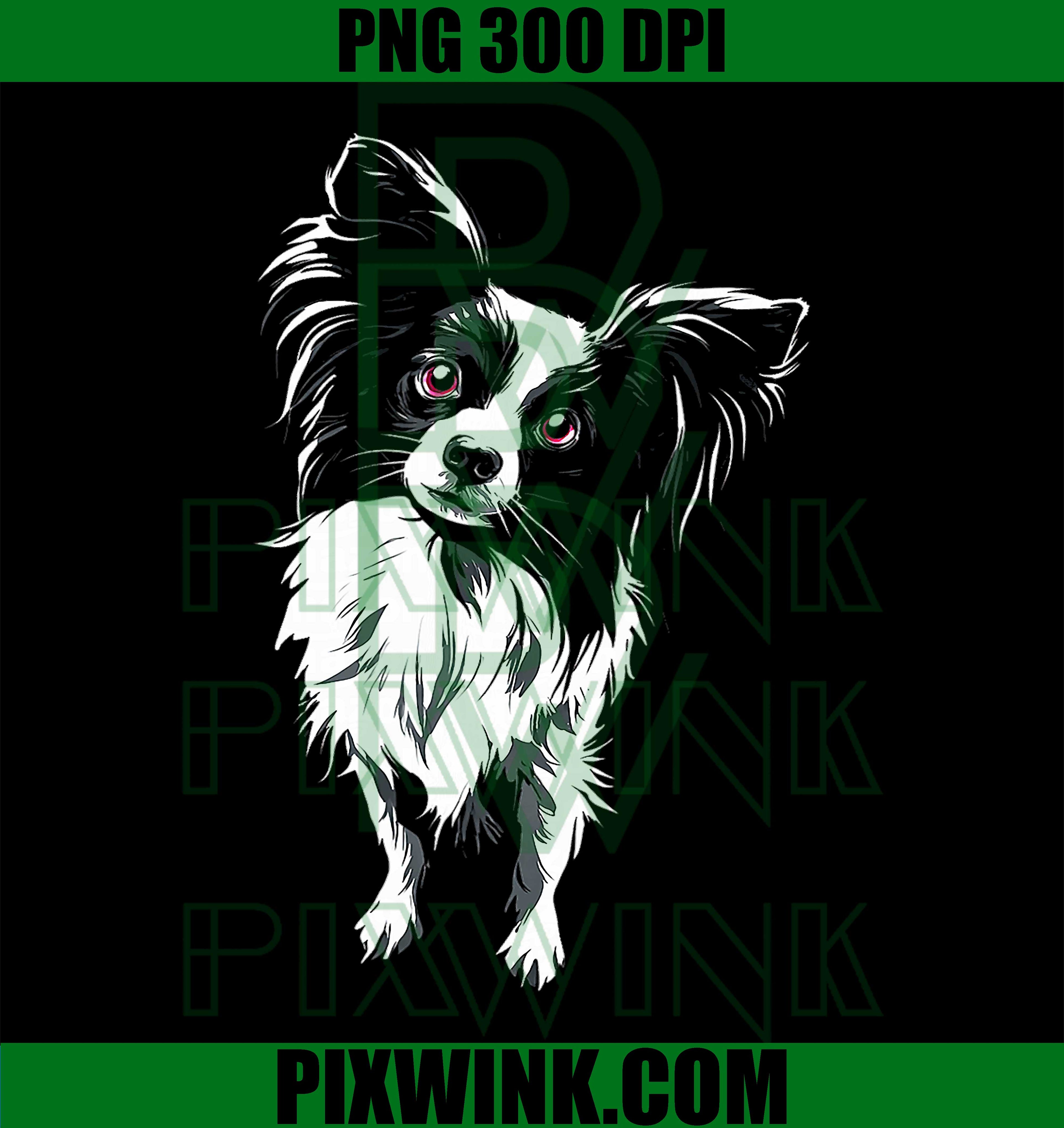 Papillon Dog Art PNG, Papillon Breed Motif PNG, Cute Dog Lover Design PNG