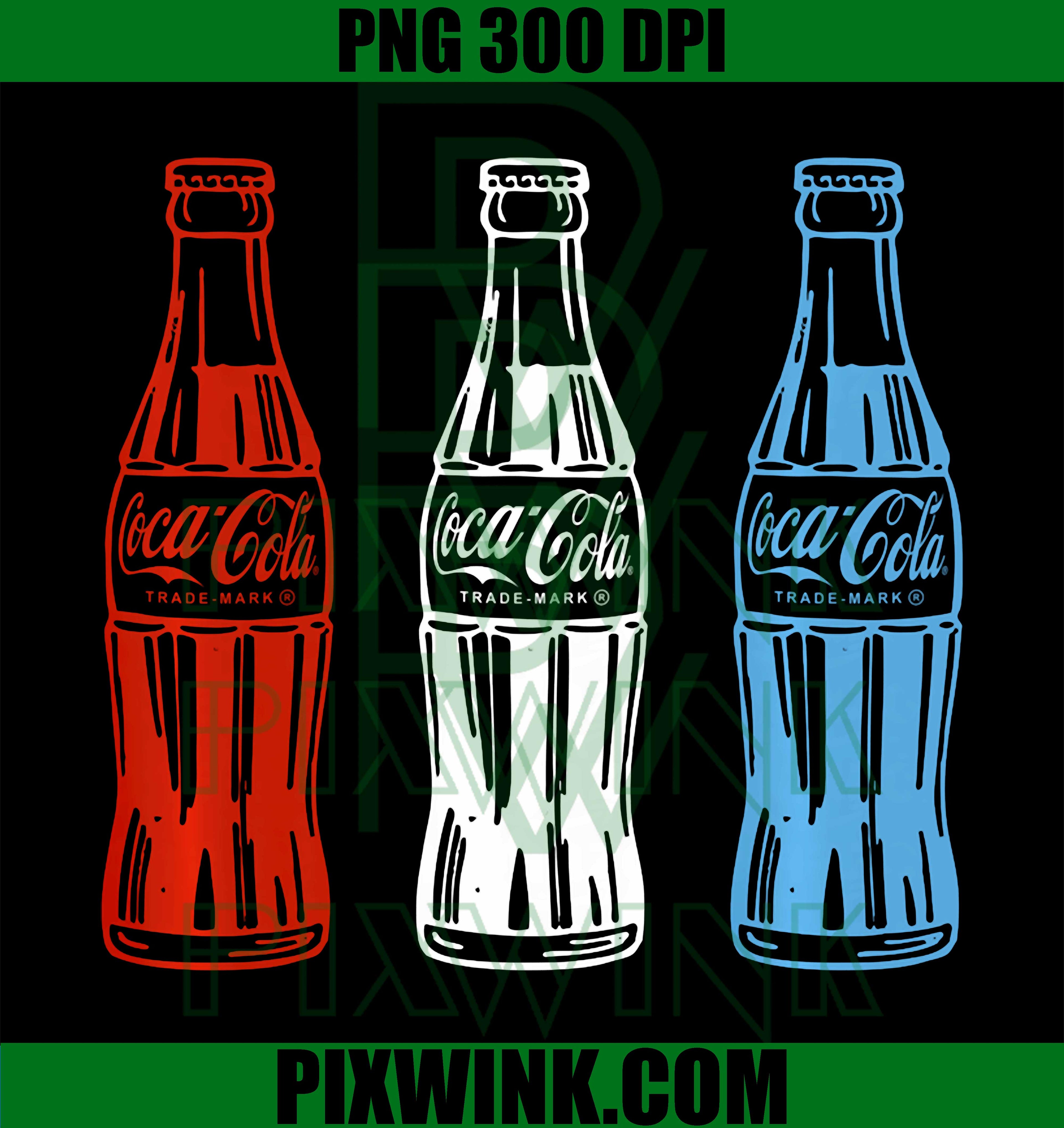 Coca Cola Americana PNG, Red White Blue Bottles Retro PNG