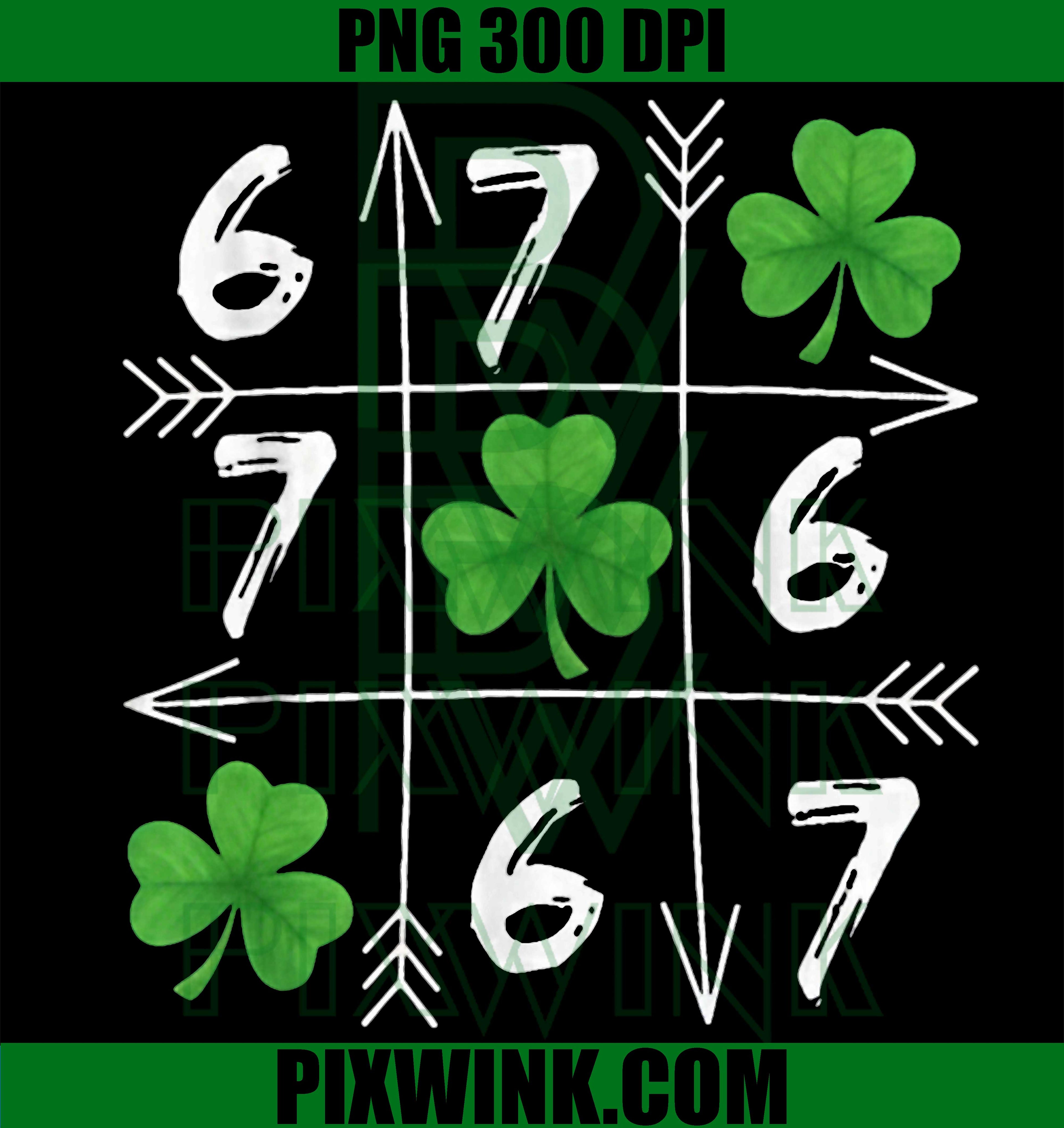 Six Seven 67 Shamrock PNG, St Patrick’s Day Meme Graphic PNG