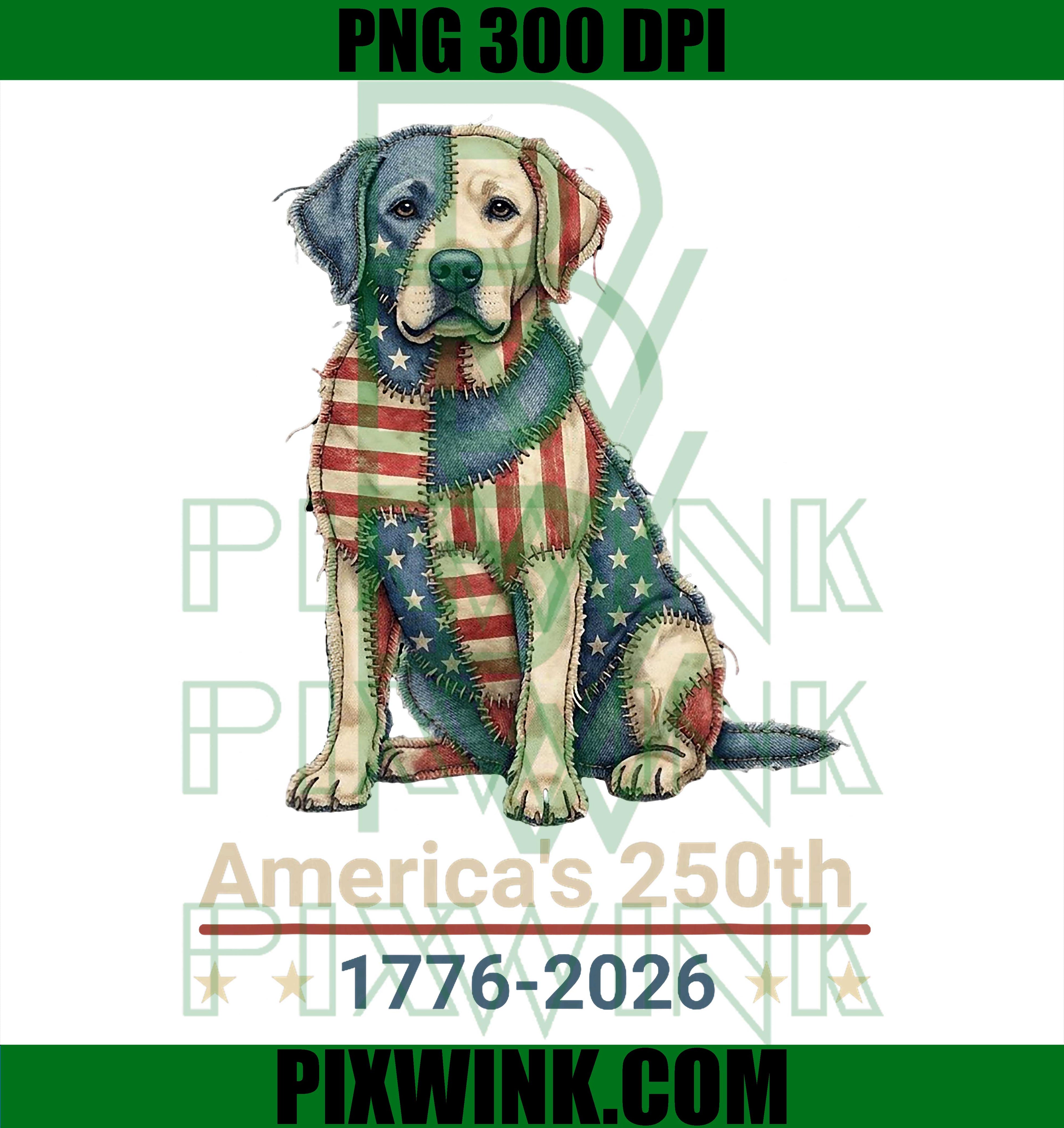 Labrador Americas 250th Anniversary PNG, 1776 2026 Patriotic Dog Graphic PNG