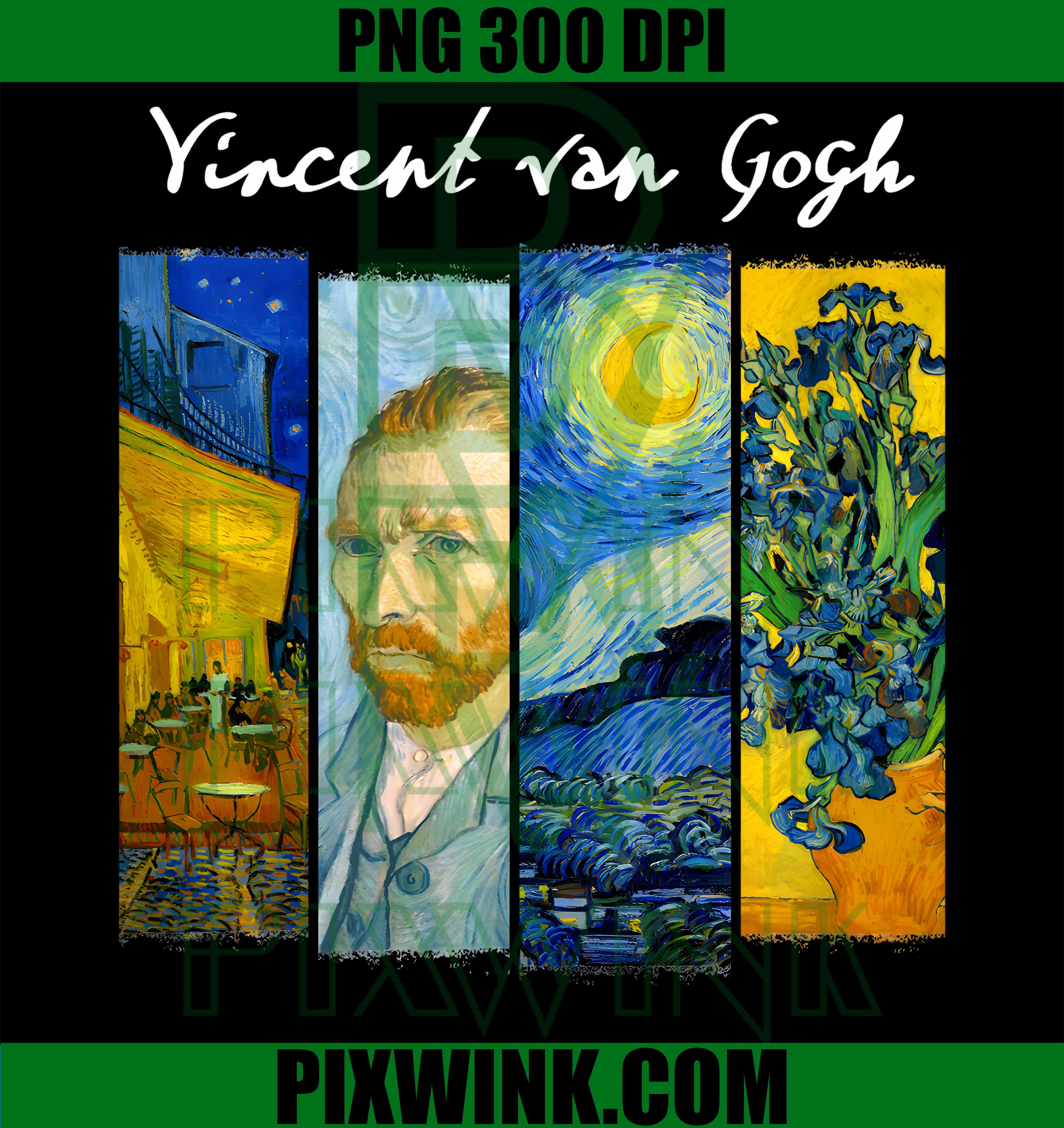 Famous Van Gogh Paintings Art PNG, Starry Night Flowers Portrait PNG