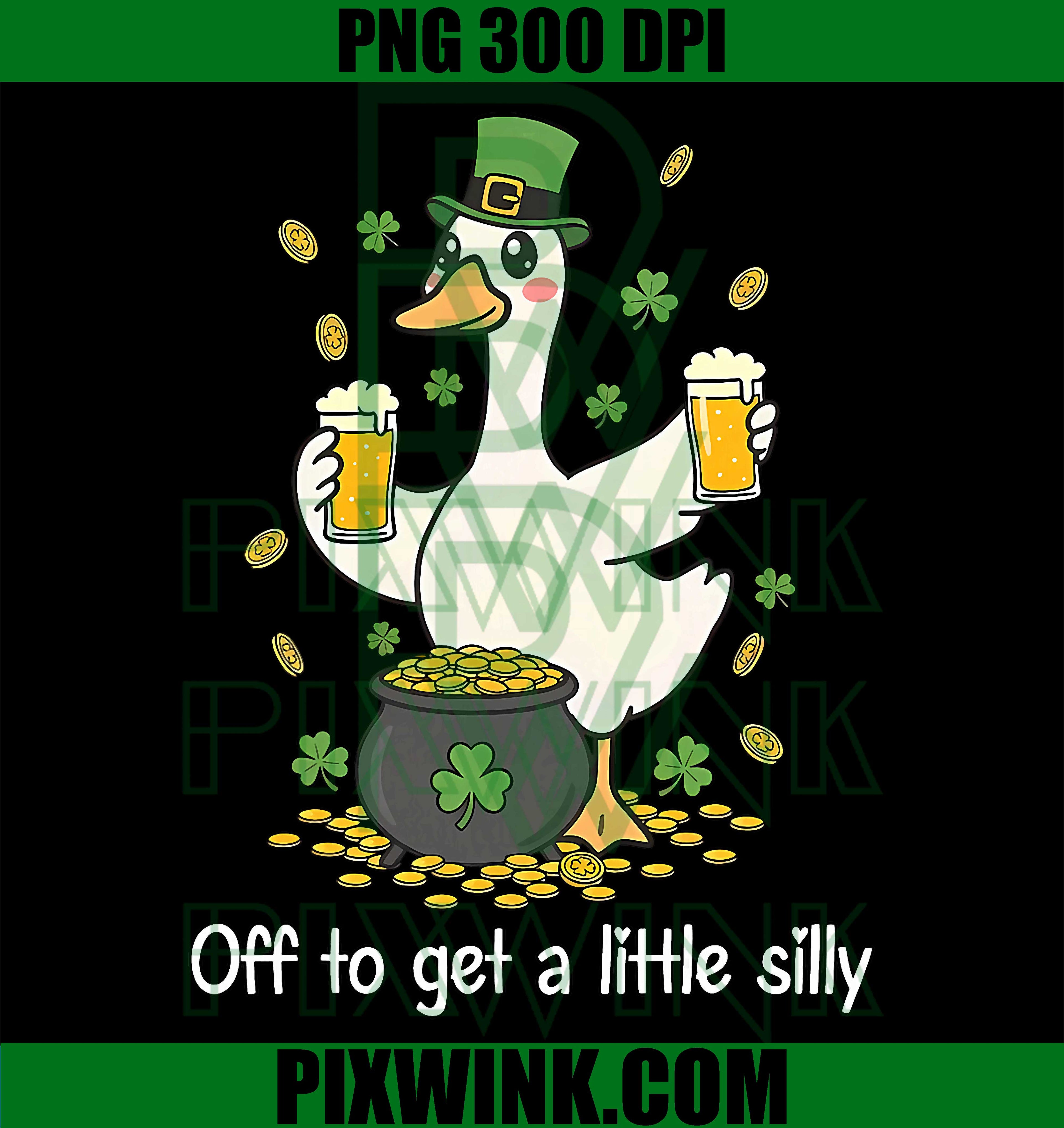Off To Get Little Silly PNG, Irish Goose Beer Shamrock PNG