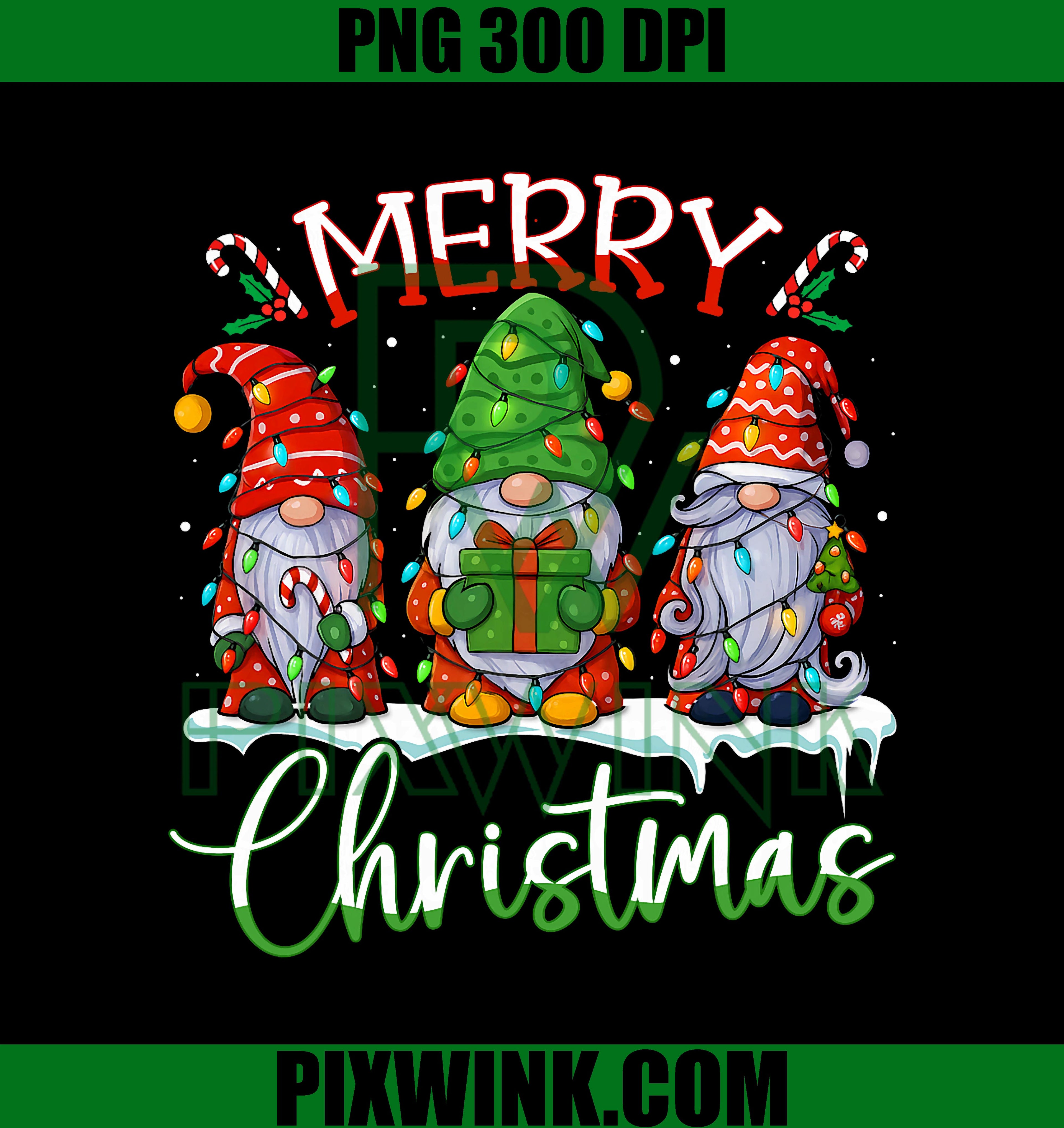 Christmas Gnome Trio PNG Digital Download Festive Holiday PNG