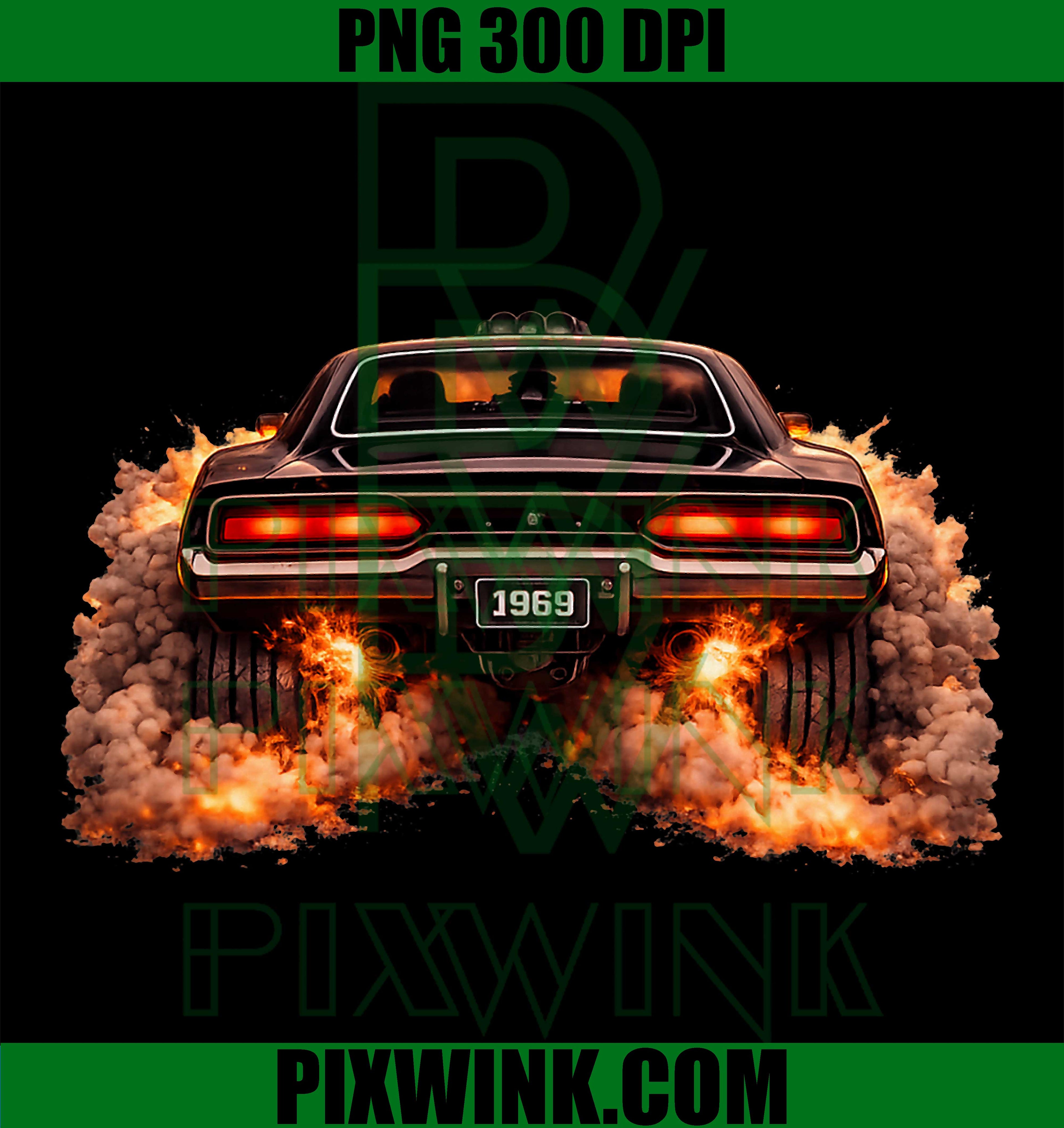 Burning Rubber 1969 Muscle Car PNG, Retro Muscle Car PNG, Hot Rod PNG