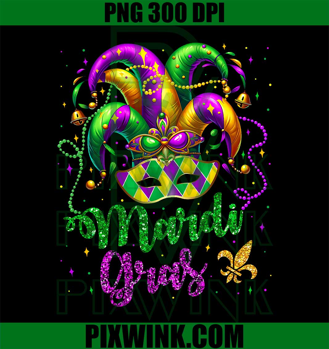 Mardi Gras PNG, Beads Mask Feathers Hat PNG