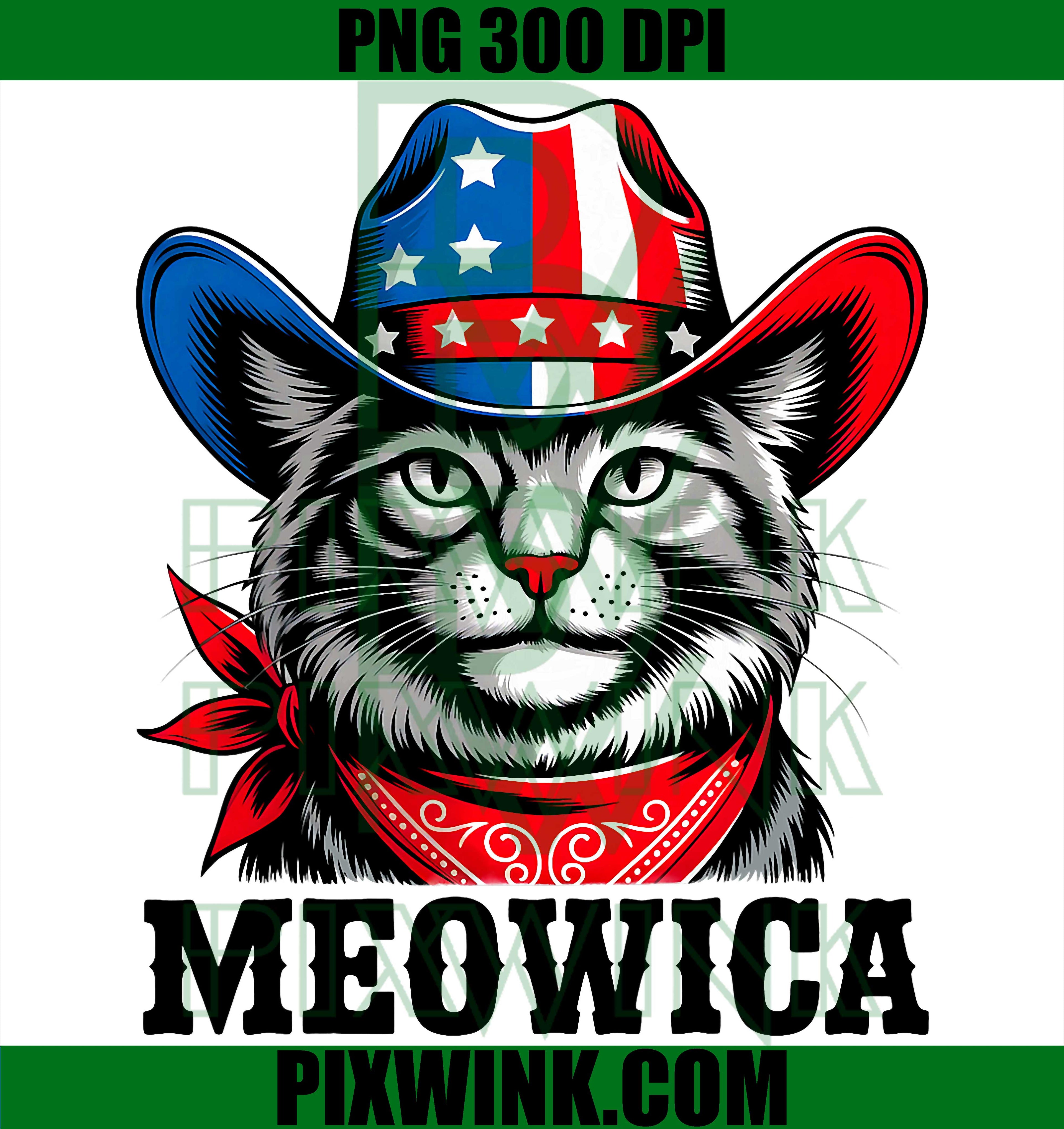 4th July Patriotic Cat PNG, Meowica Cat Lover PNG
