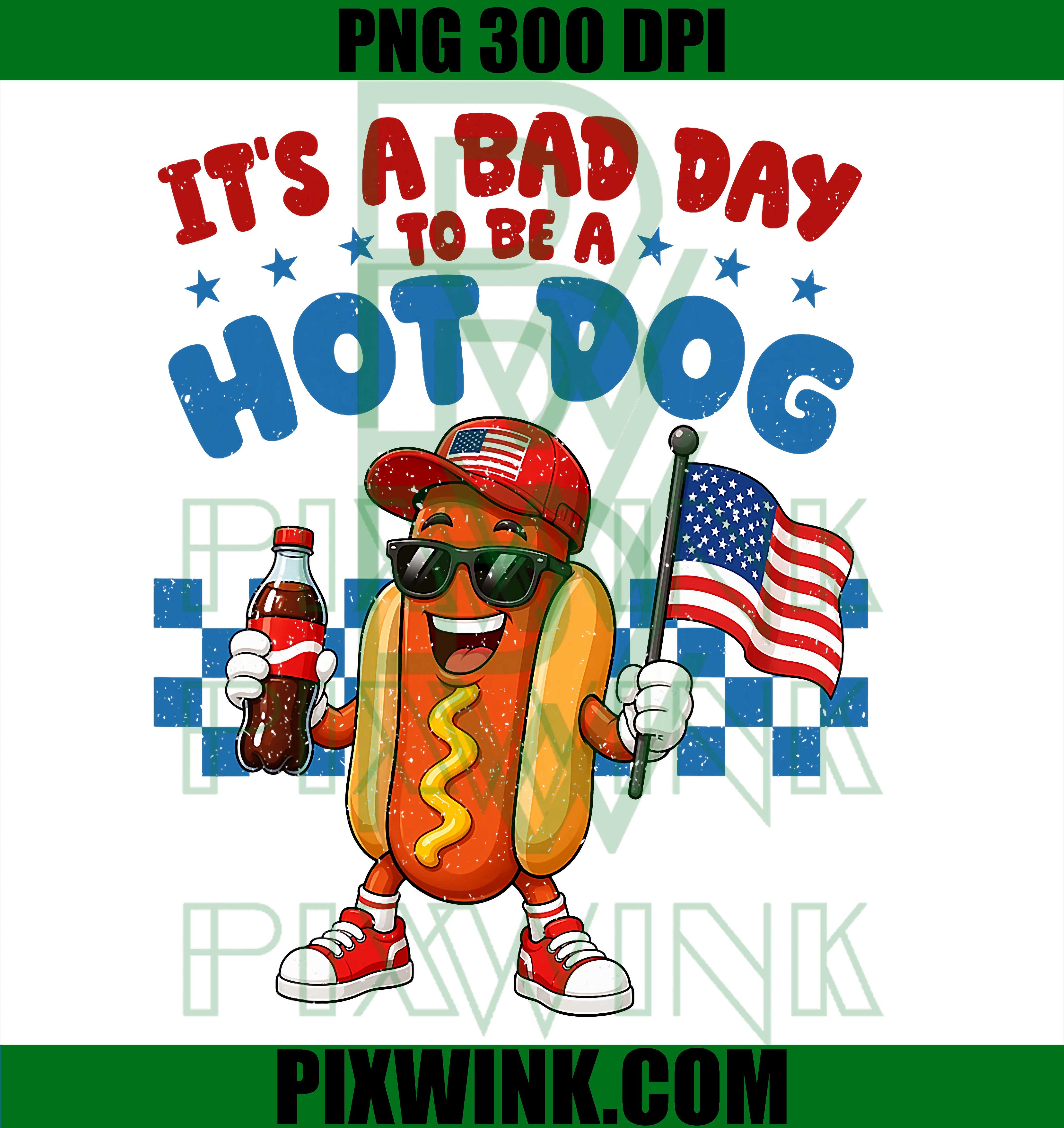 Bad Day Hotdog PNG, 4th July Patriotic Hotdog PNG