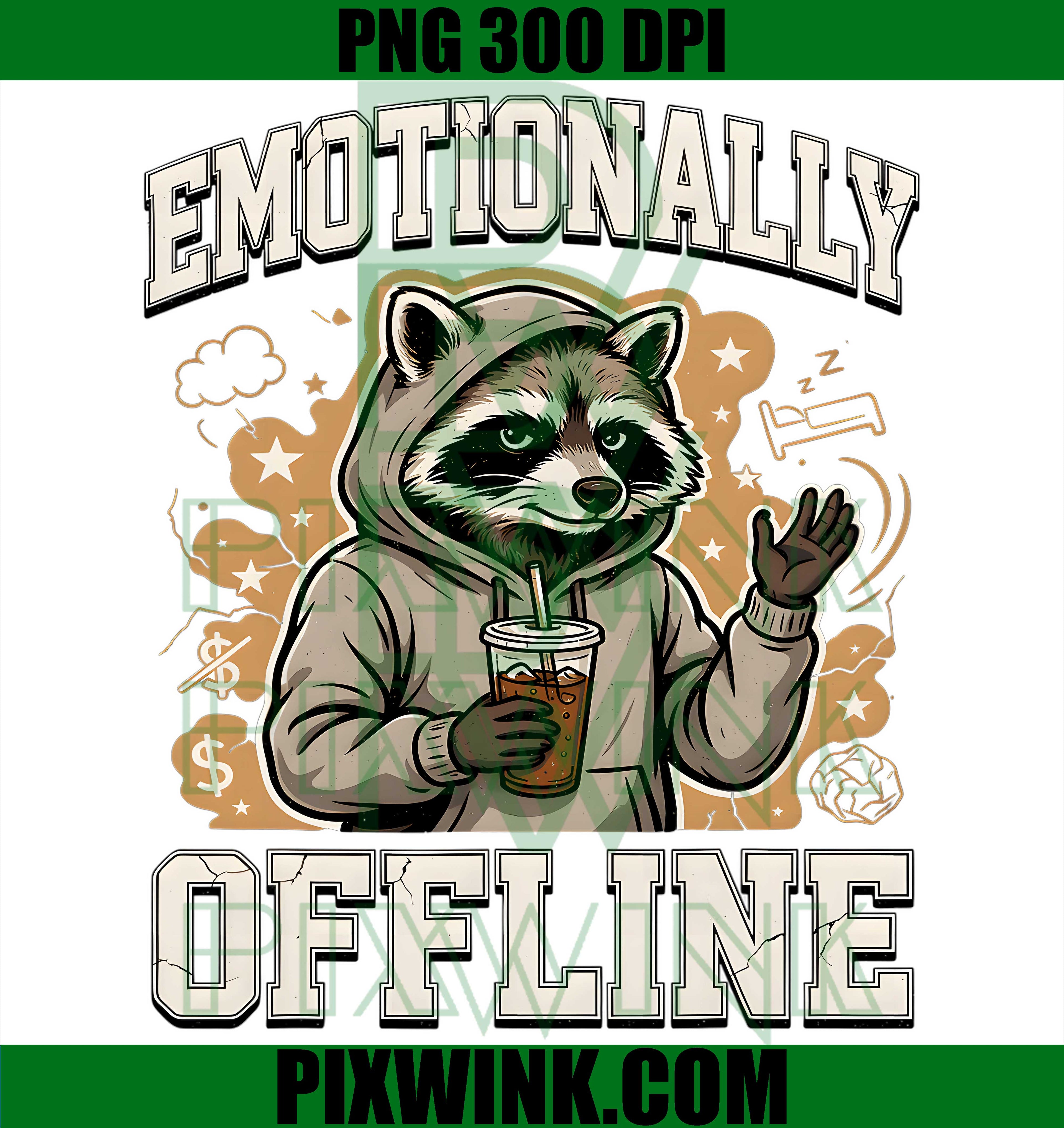 Emotionally Offline Raccoon PNG, Introvert Humor Funny PNG
