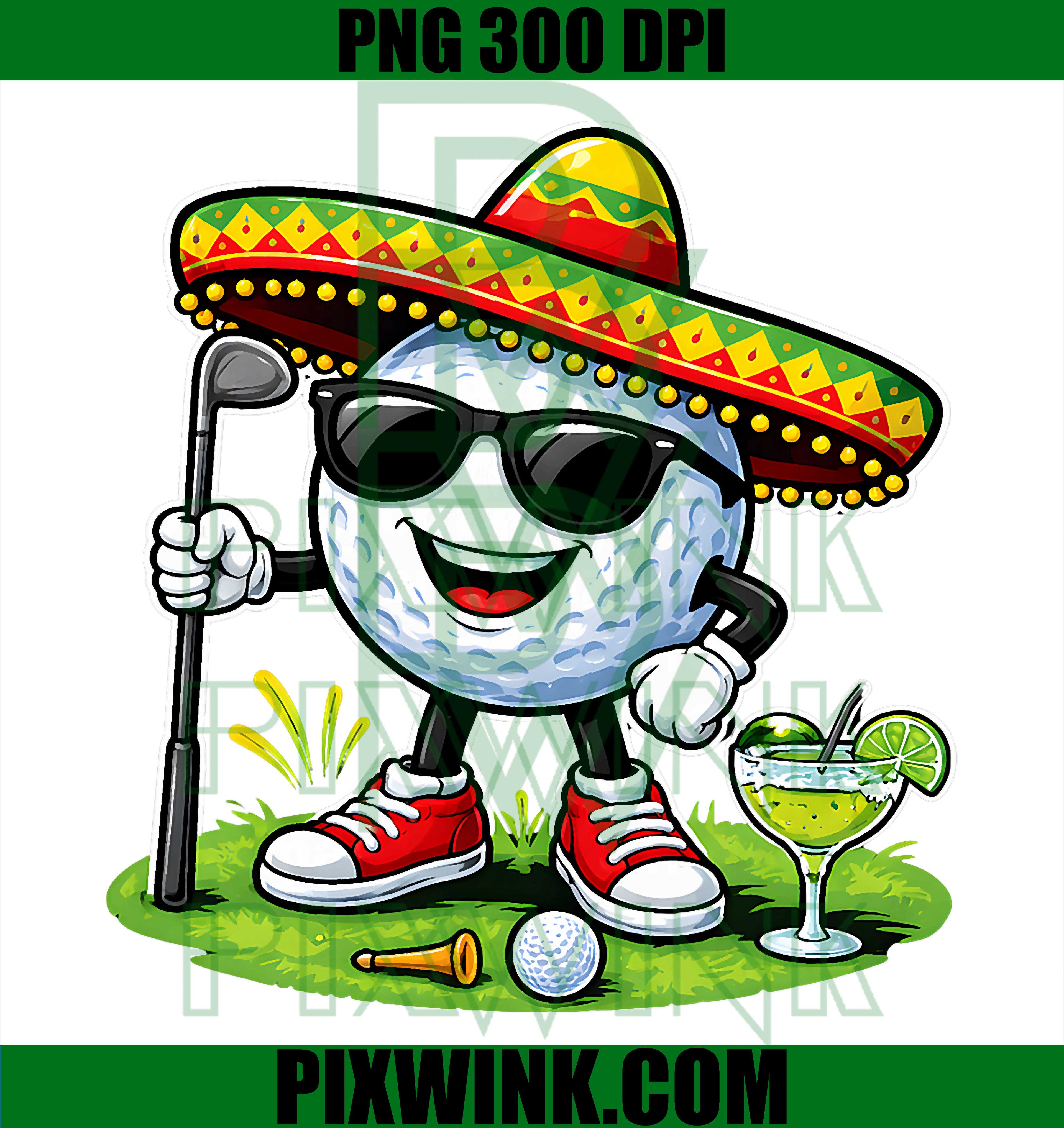 Golf Sombrero Margarita PNG, Cinco de Mayo Golfer Humor PNG