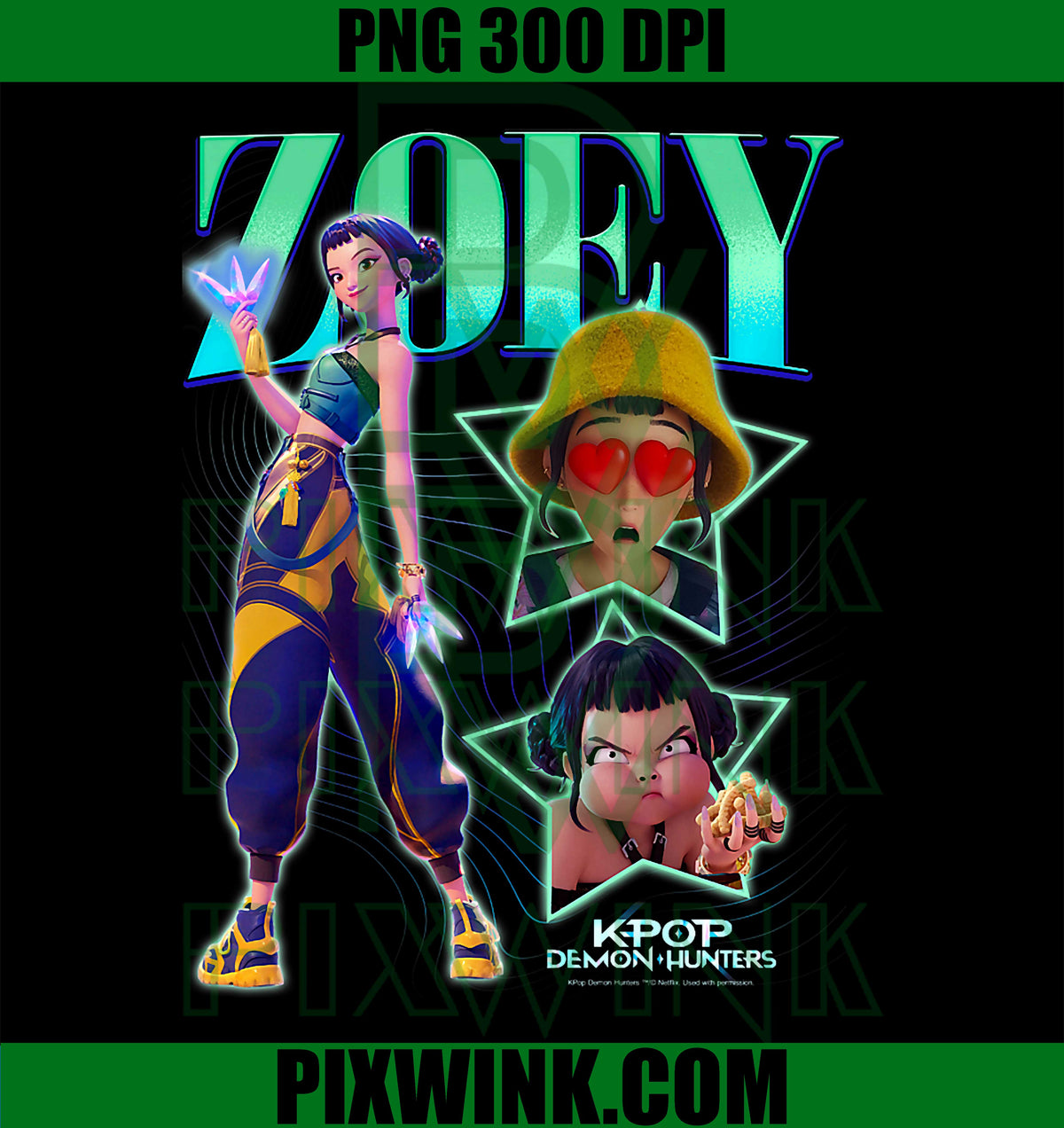 Kpop Demon Hunters Halloween Zoey Showcase Y2K Style PNG
