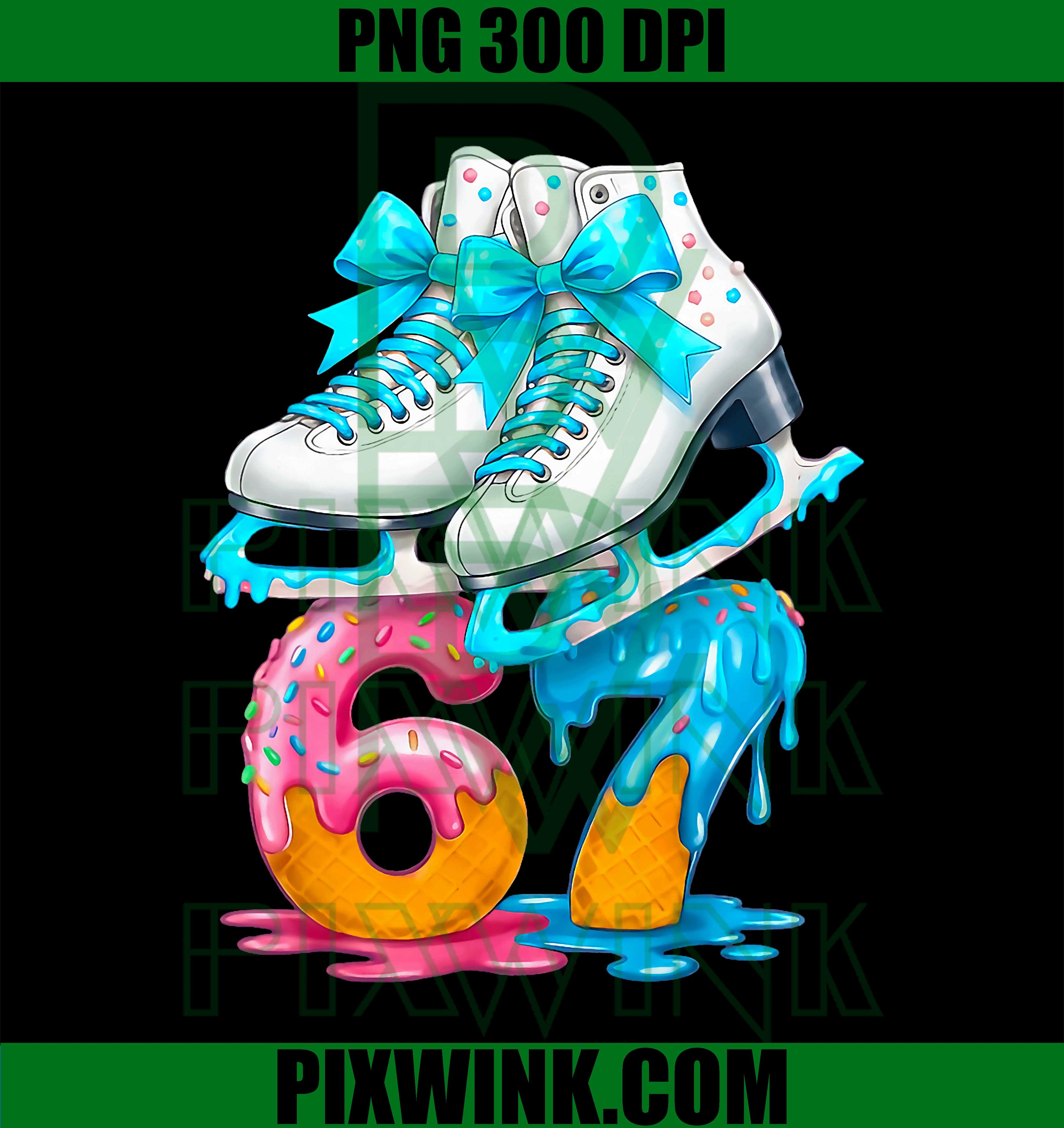 Ice Skating Drip Ice Cream Number 67 Player 67th Birthday PNG