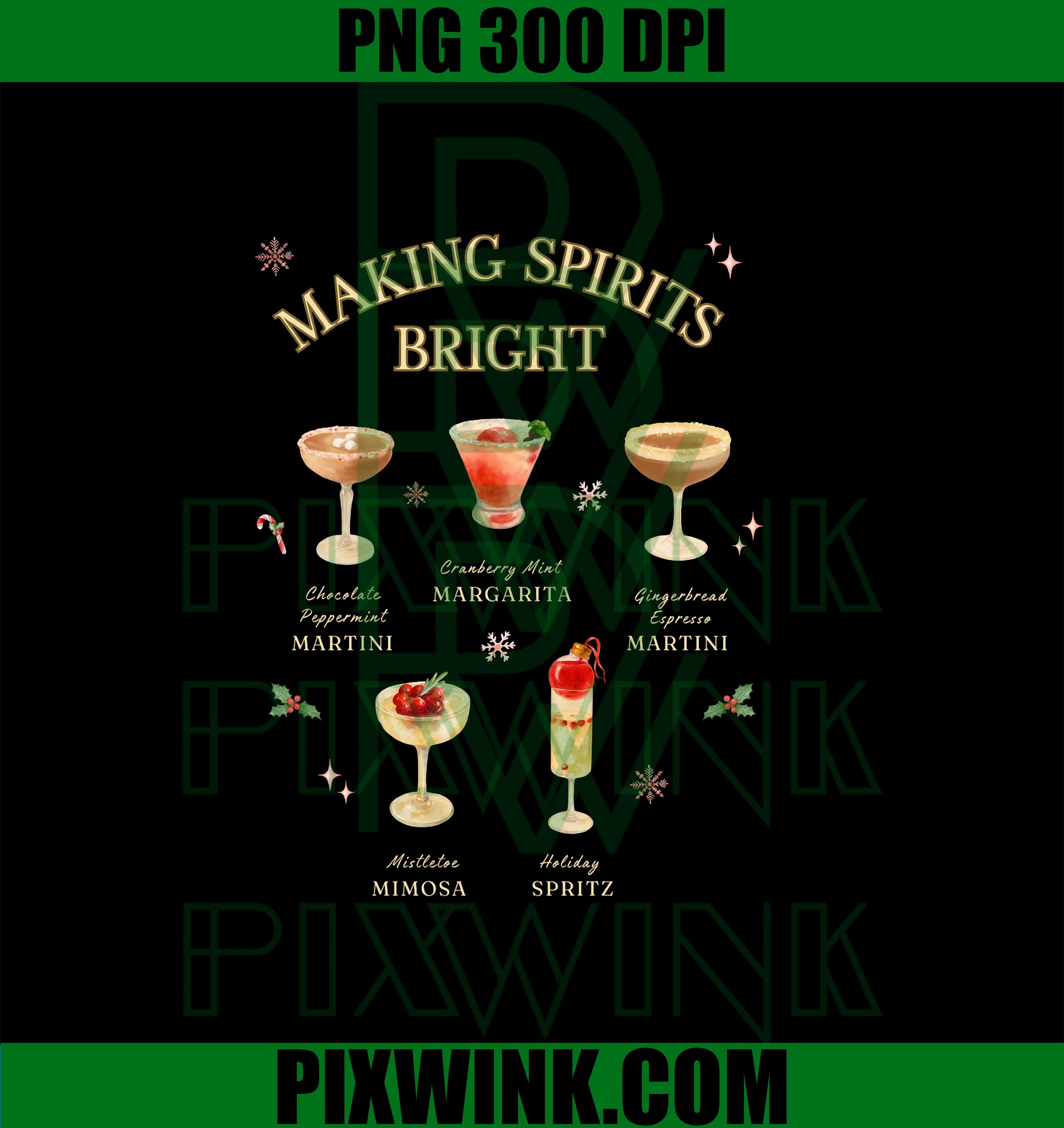 Making Spirits Bright Holiday Cocktail PNG,  Cocktail Xmas Drink Design PNG