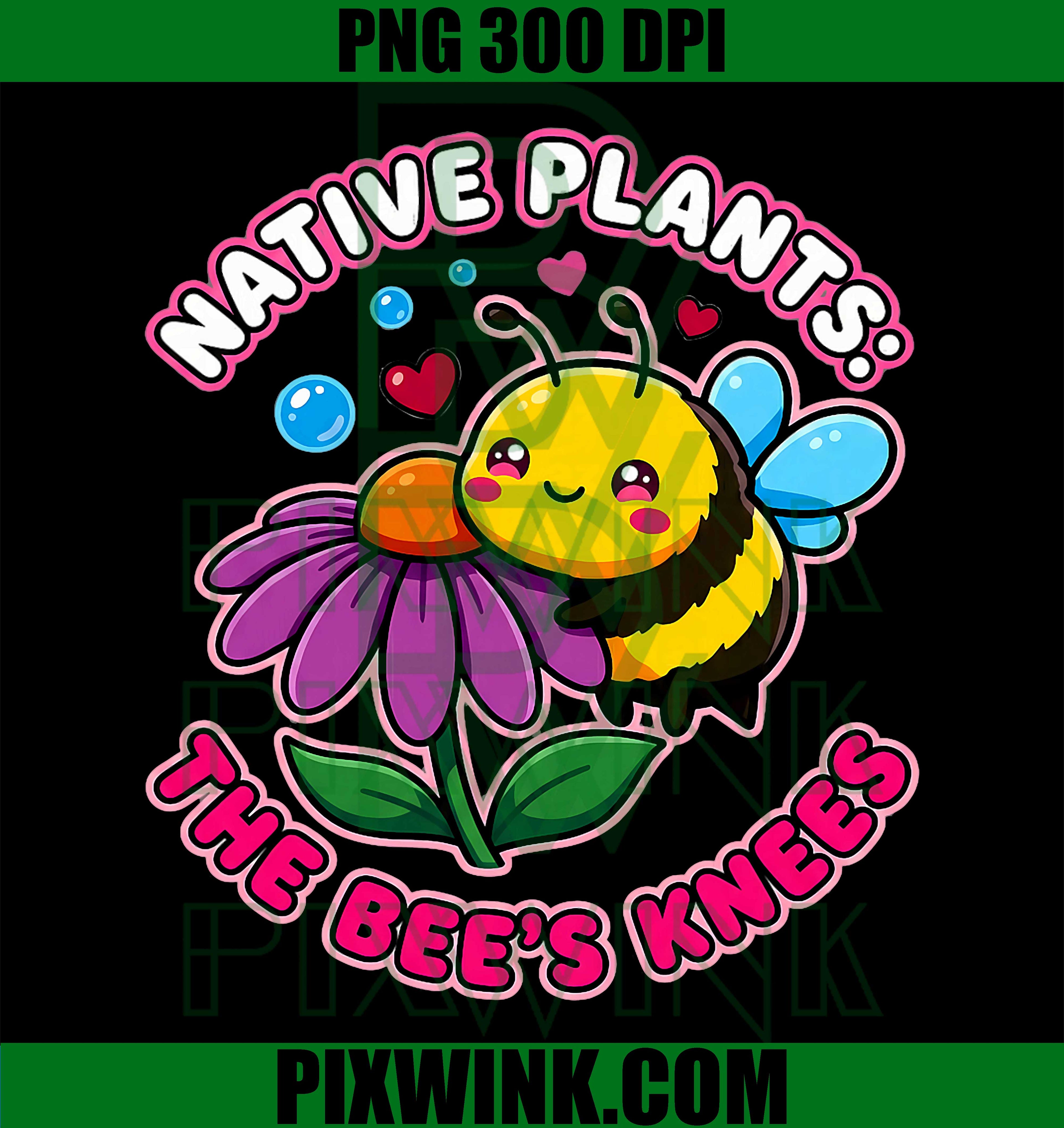 Kawaii Bee PNG, Native Plants Bee PNG, Cute Bee PNG