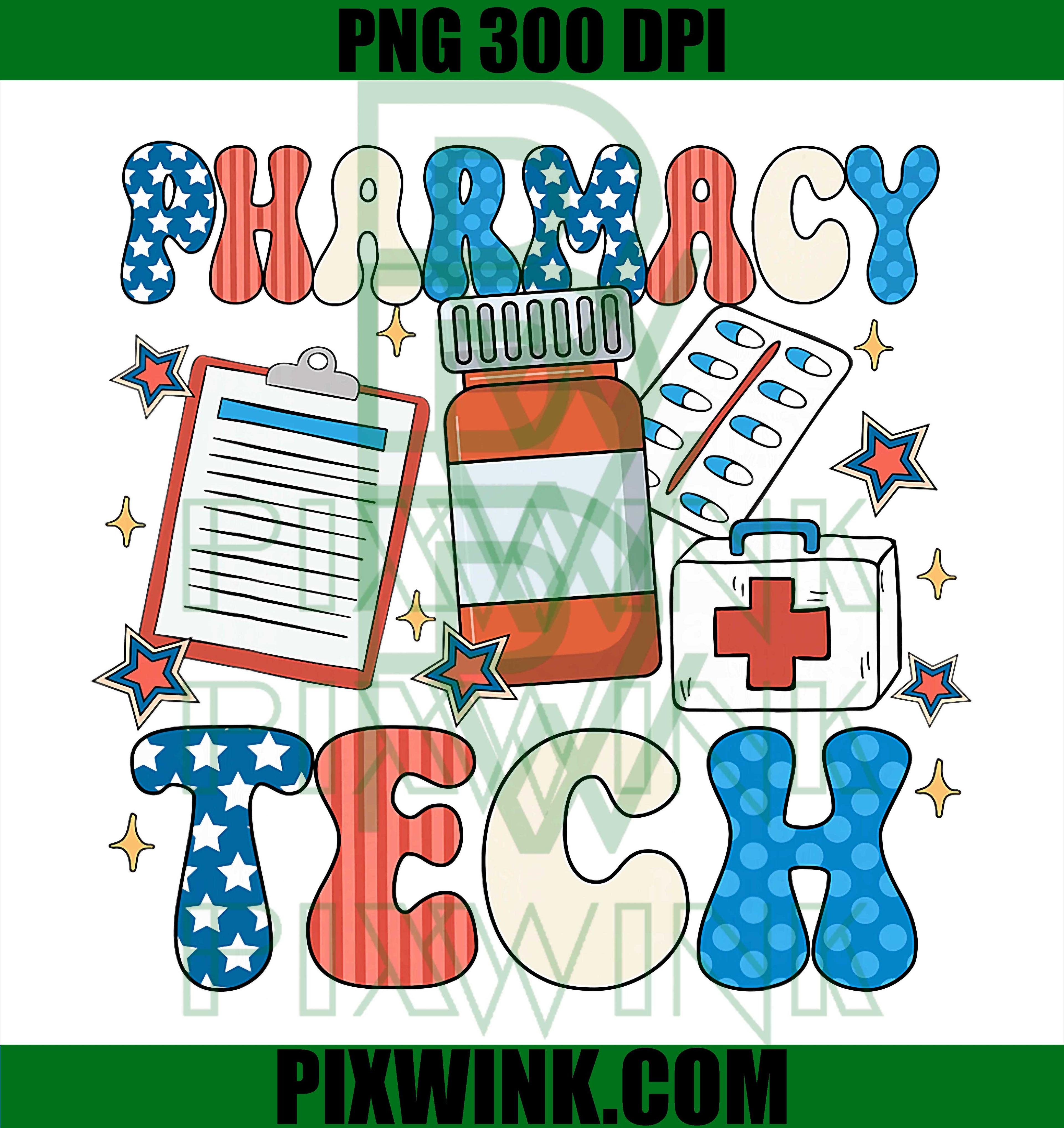 Pharmacy Tech Patriotic PNG, 4th of July Nurse PNG