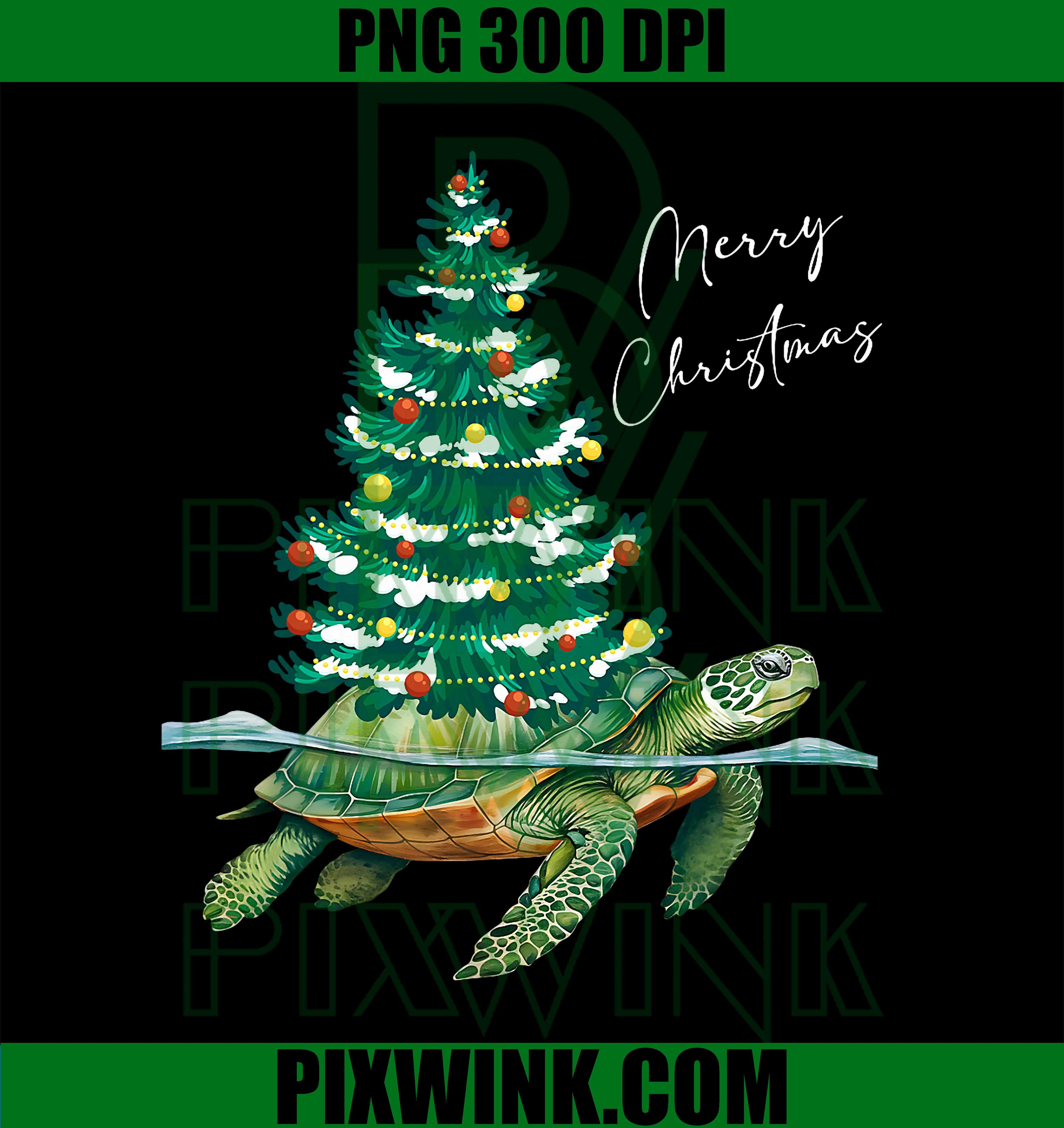 Merry Christmas Sea Turtle, Xmas Tree Lights PNG