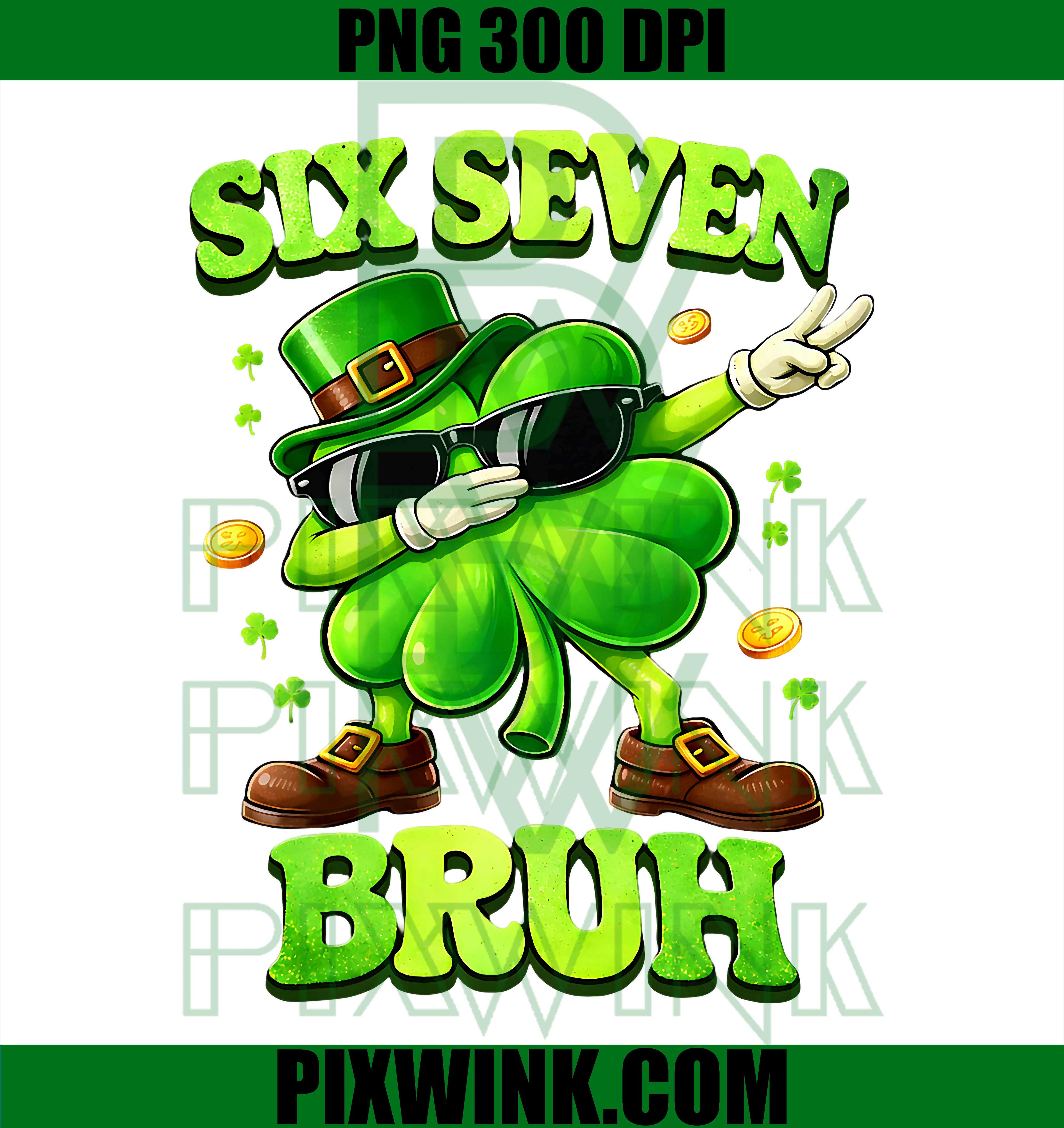 Six Seven 67 Meme PNG, St Patrick’s Day Kids Shamrock Meme PNG