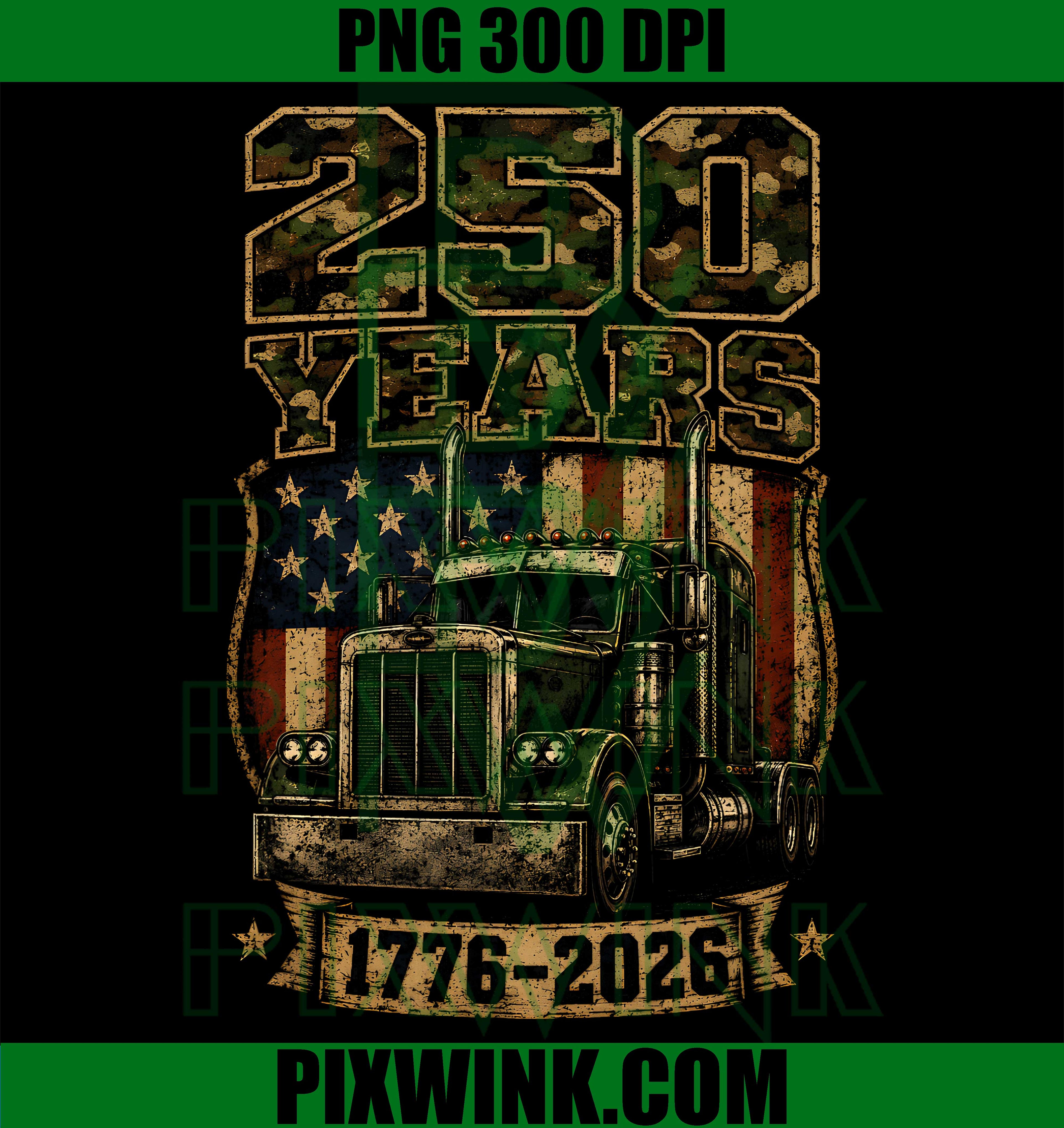 USA Freedom Trucker PNG, 250th Anniversary America PNG, American Flag 1776-2026 PNG