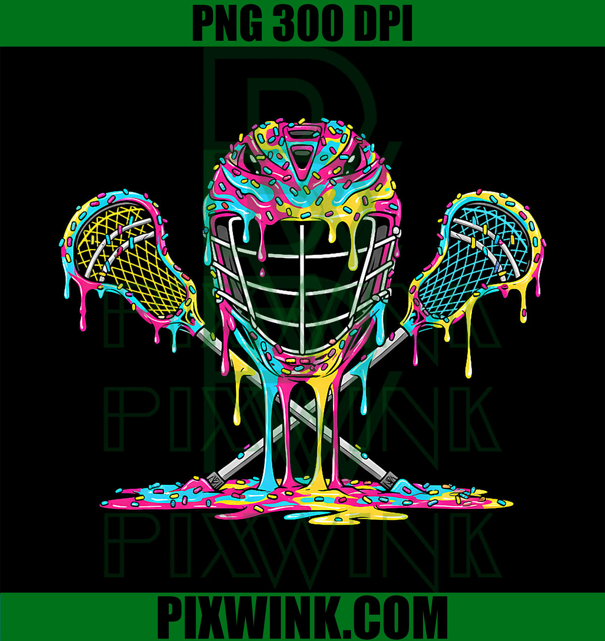 Lacrosse Drip Ice Cream Lax Helmet Sticks Sport Player PNG