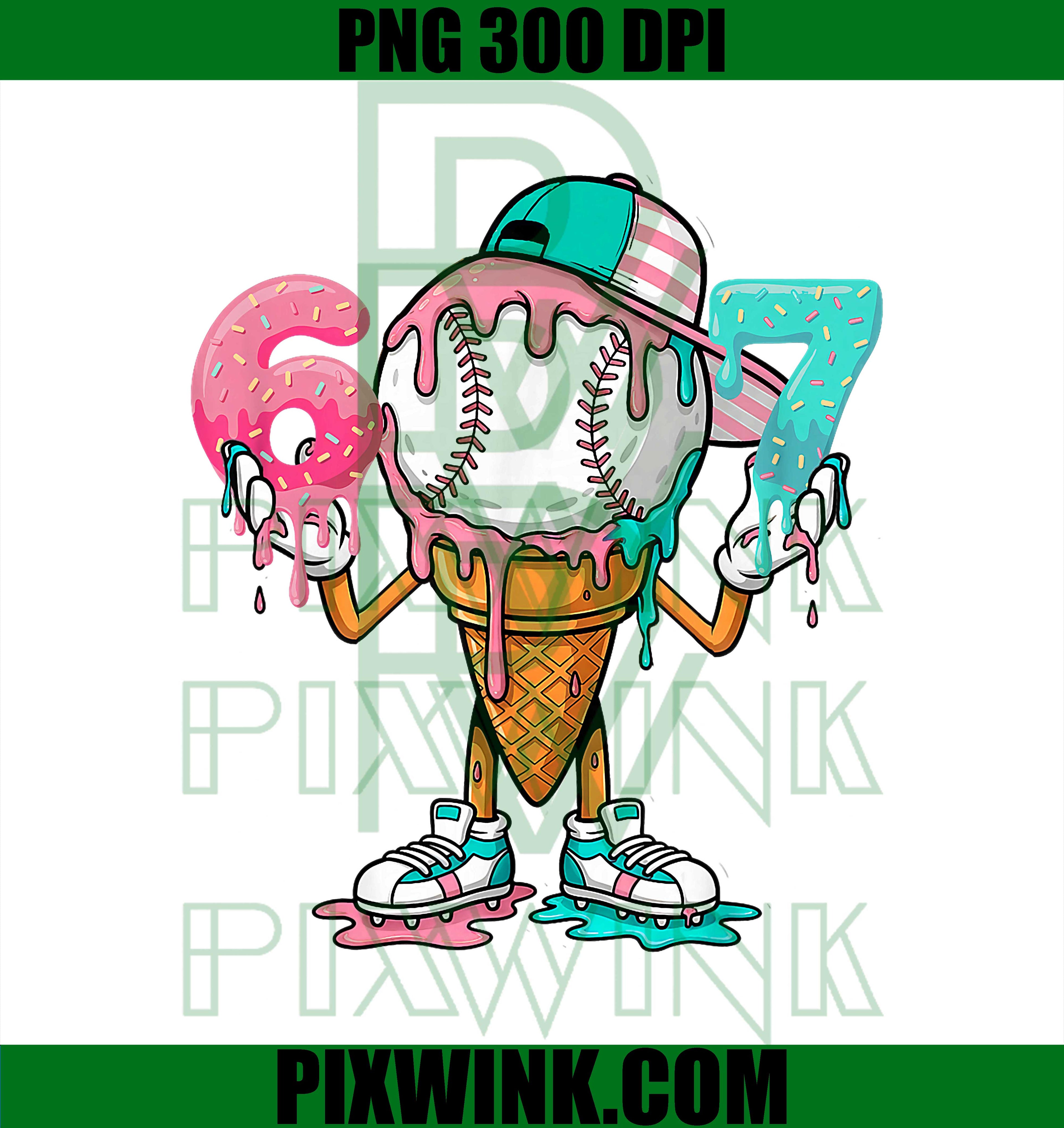 Baseball Drip Number 67 Player Or 67th Birthday PNG