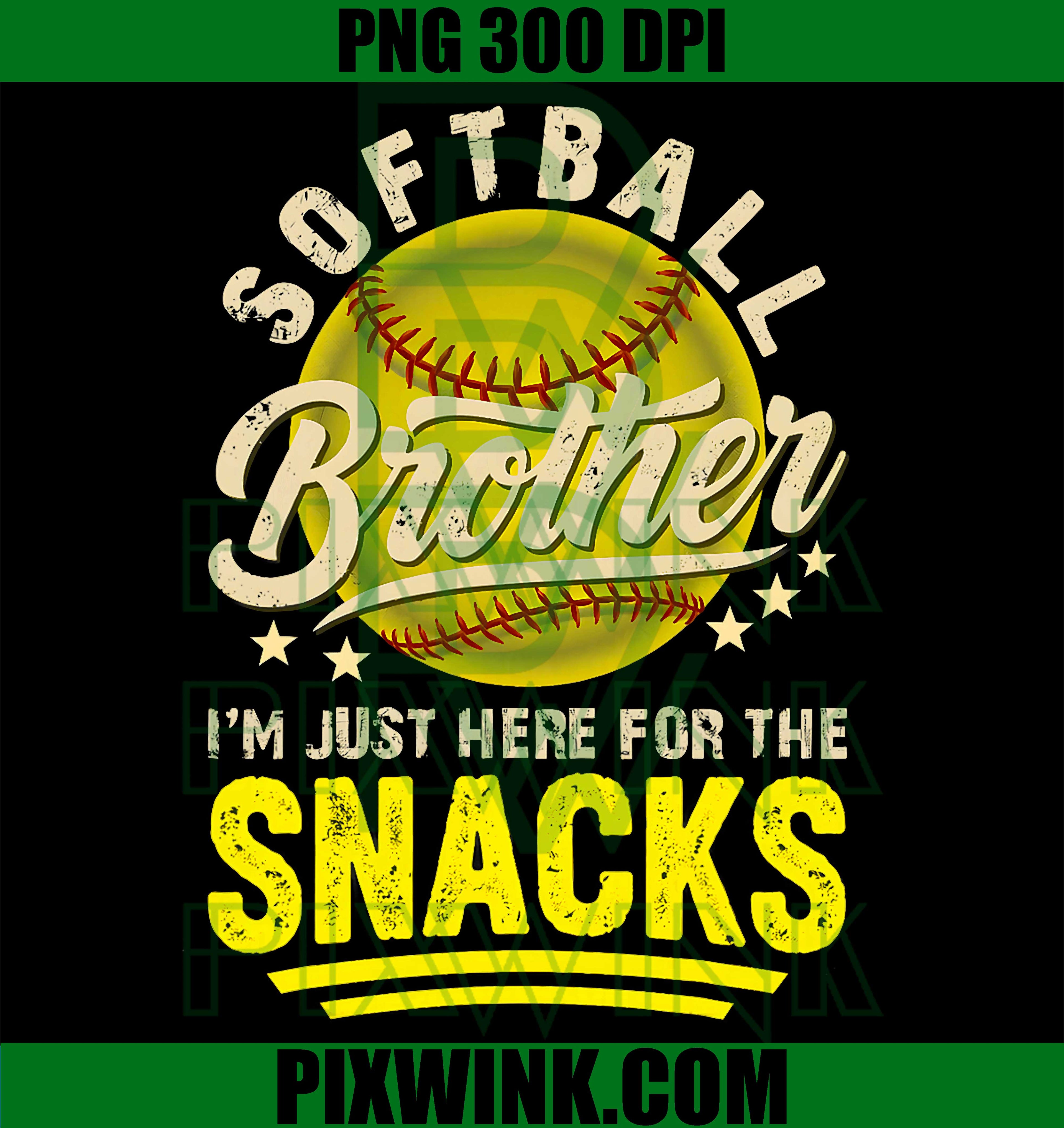 Funny Softball Brother Snacks PNG, Retro Softball Humor Design PNG
