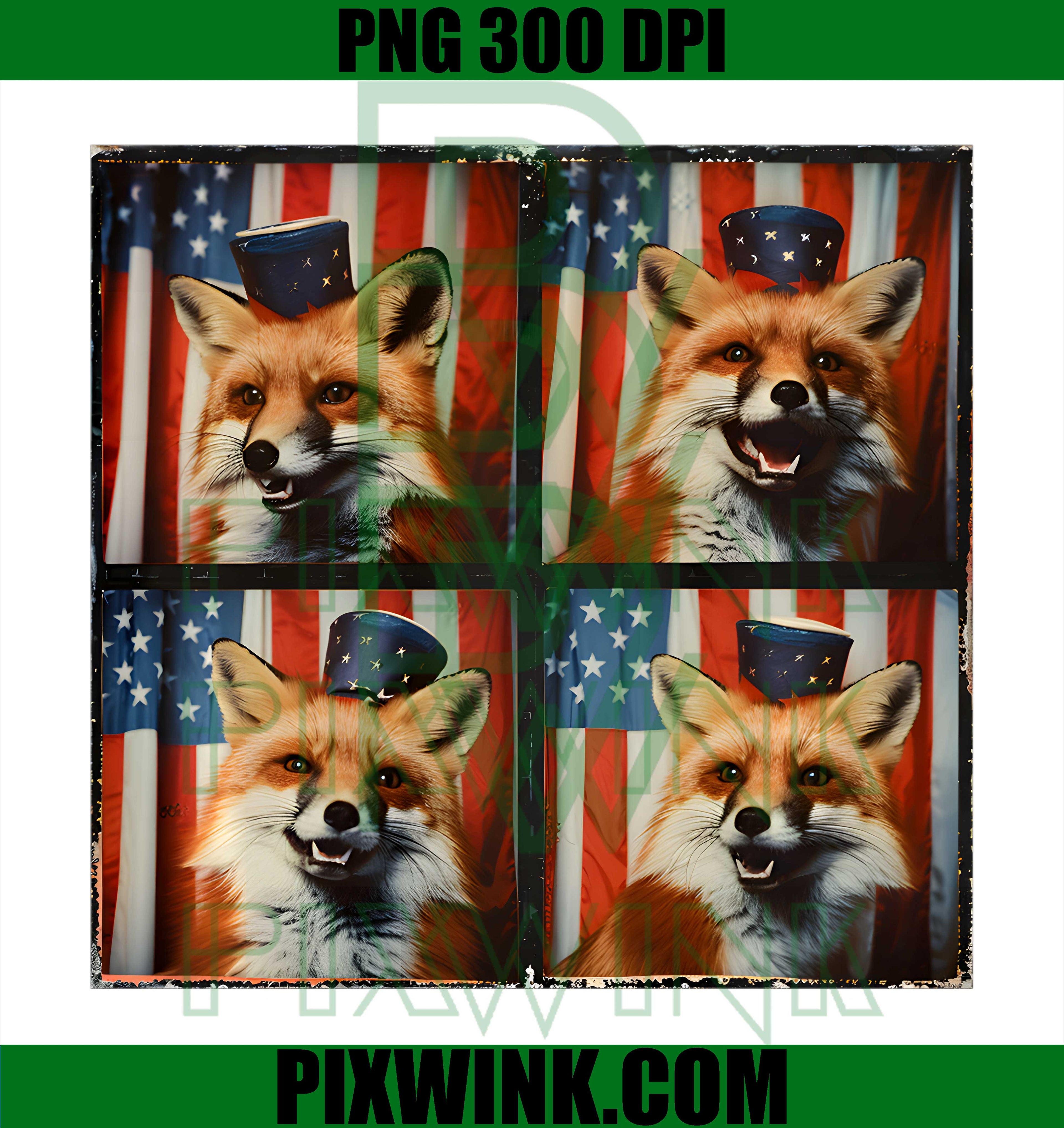 Fox Mom Patriotic Animal American Flag PNG, 4th Of July Fox Graphic PNG