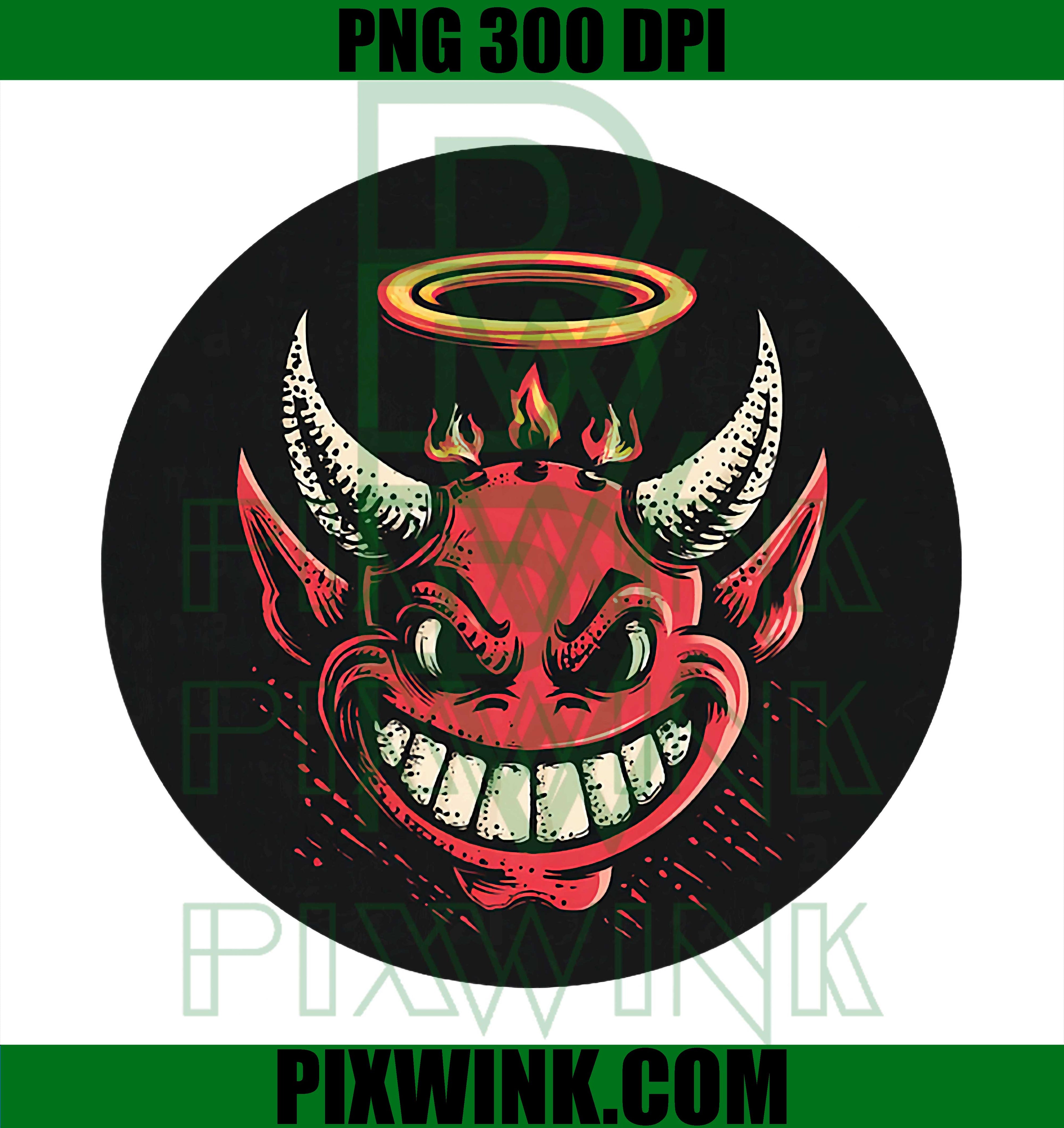 Smiling Devil Golden Halo PNG, Cute Angel Devil Graphic PNG