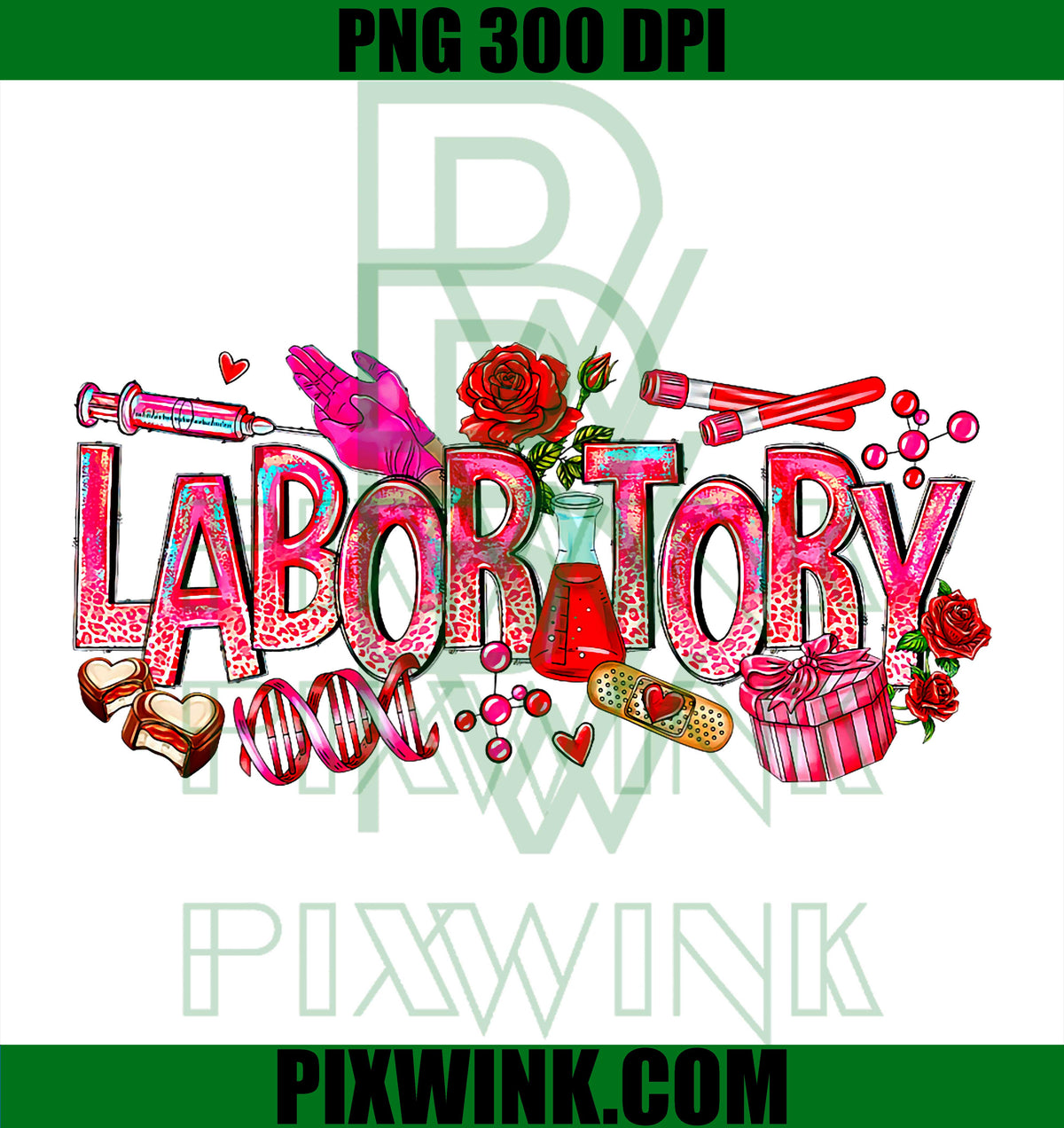 Retro Laboratory Valentine Floral Science PNG, Lab Technologist PNG