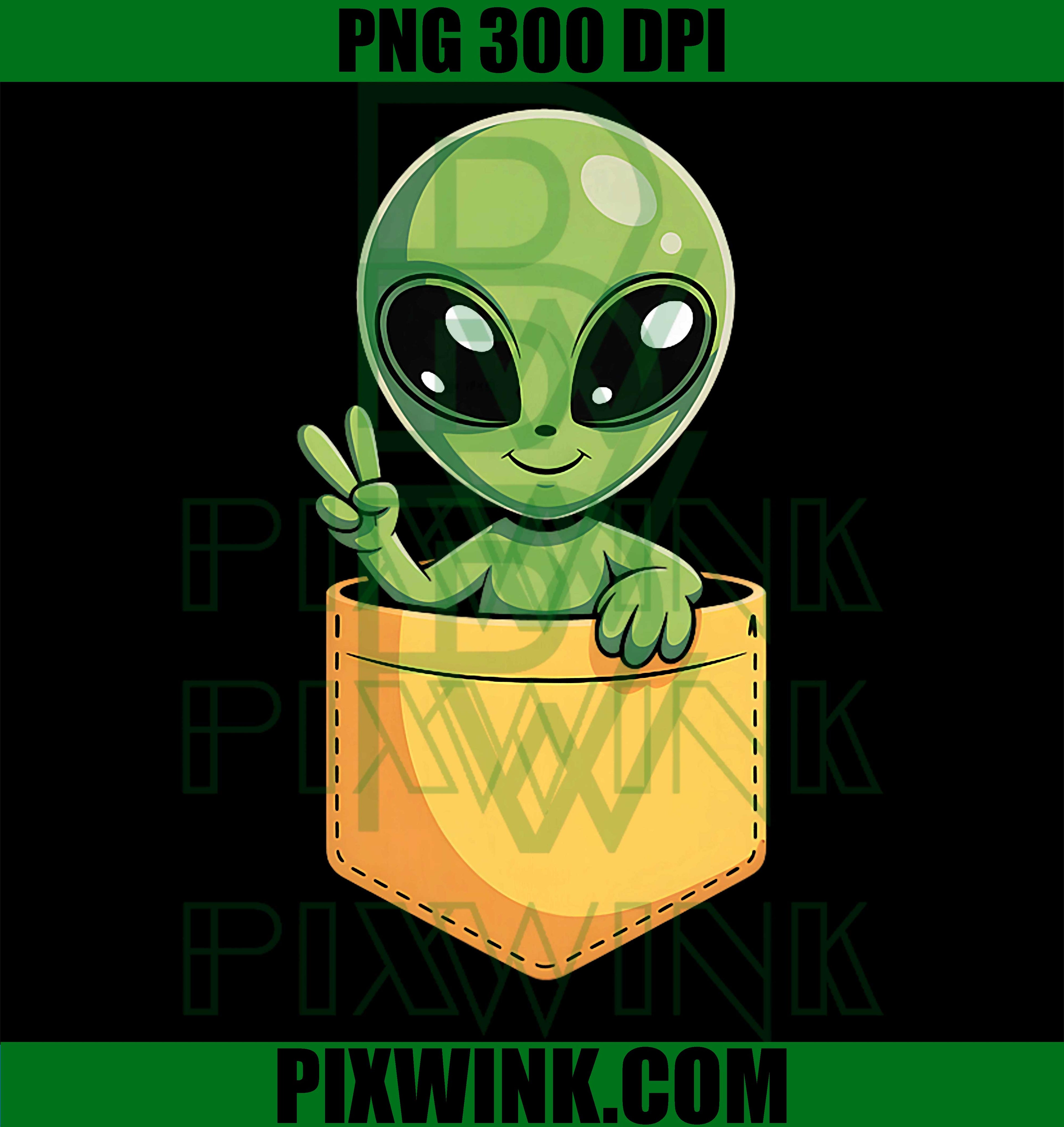 Cute Alien Pocket Abduction PNG, Believe Sci-Fi Conspiracy Alien PNG