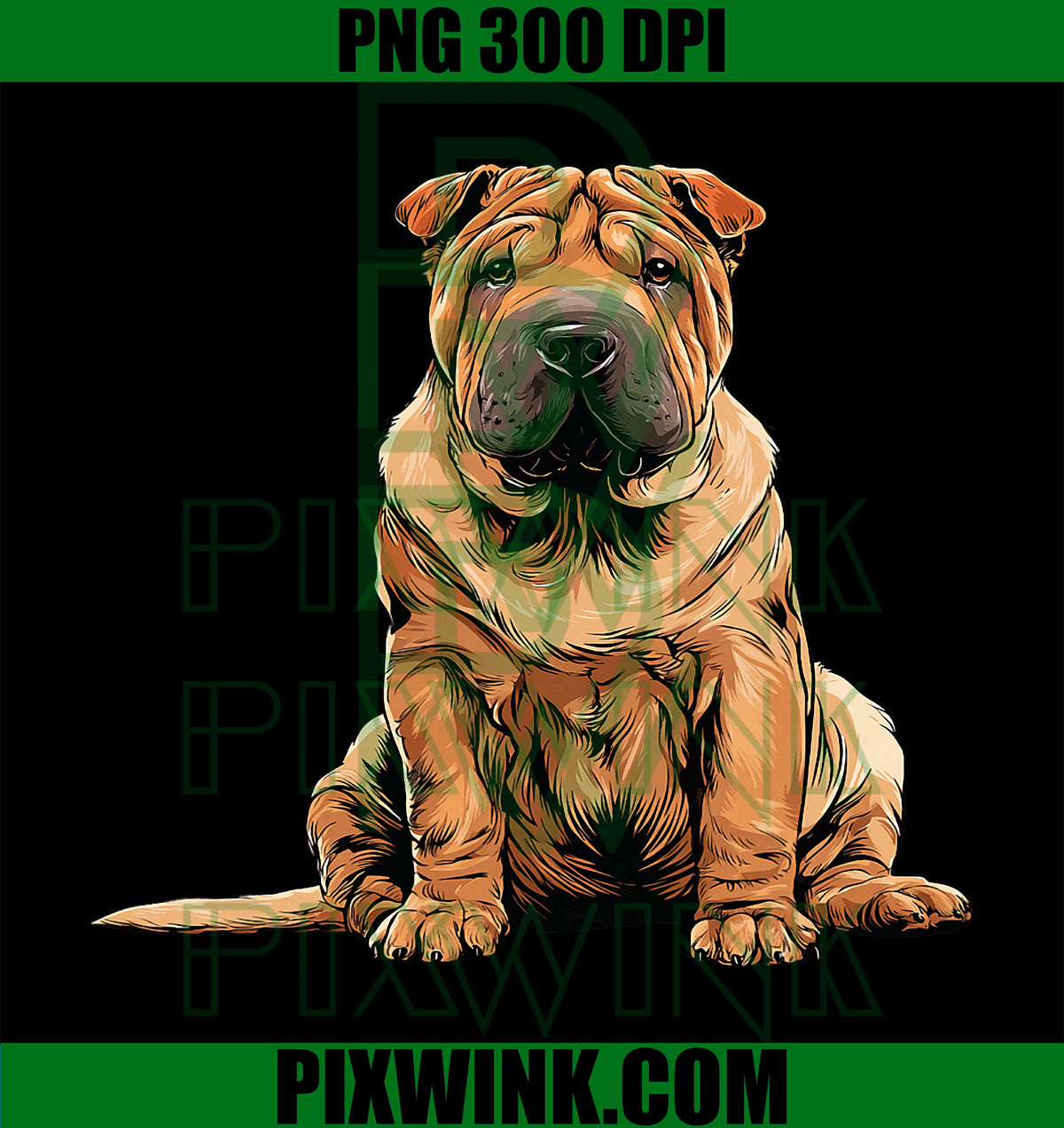 Red Shar Pei Dog Illustration PNG, Cute Wrinkled Puppy PNG
