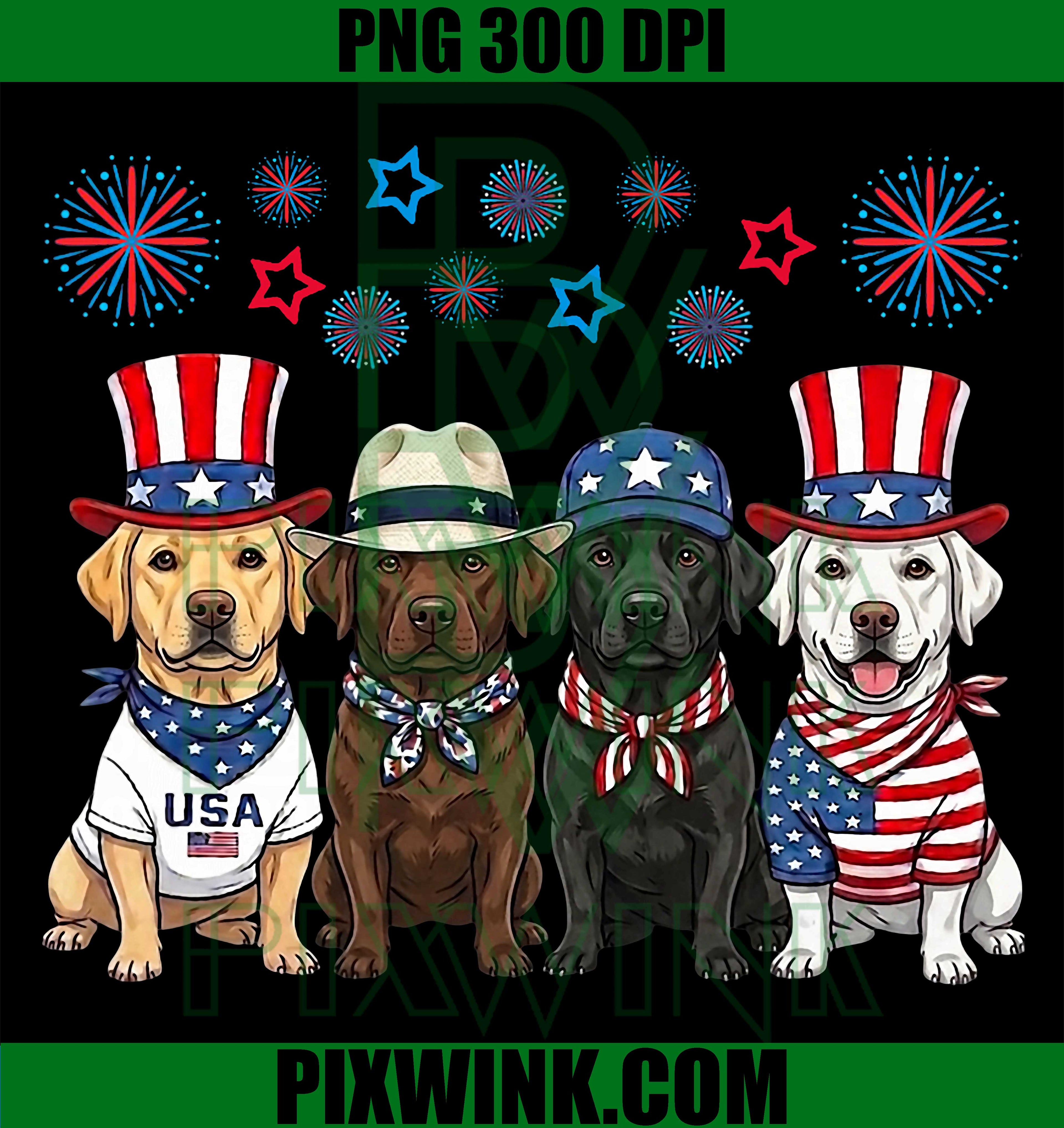 Labrador Retriever 4th Of July PNG, Patriotic Funny Dog Lover Graphic PNG
