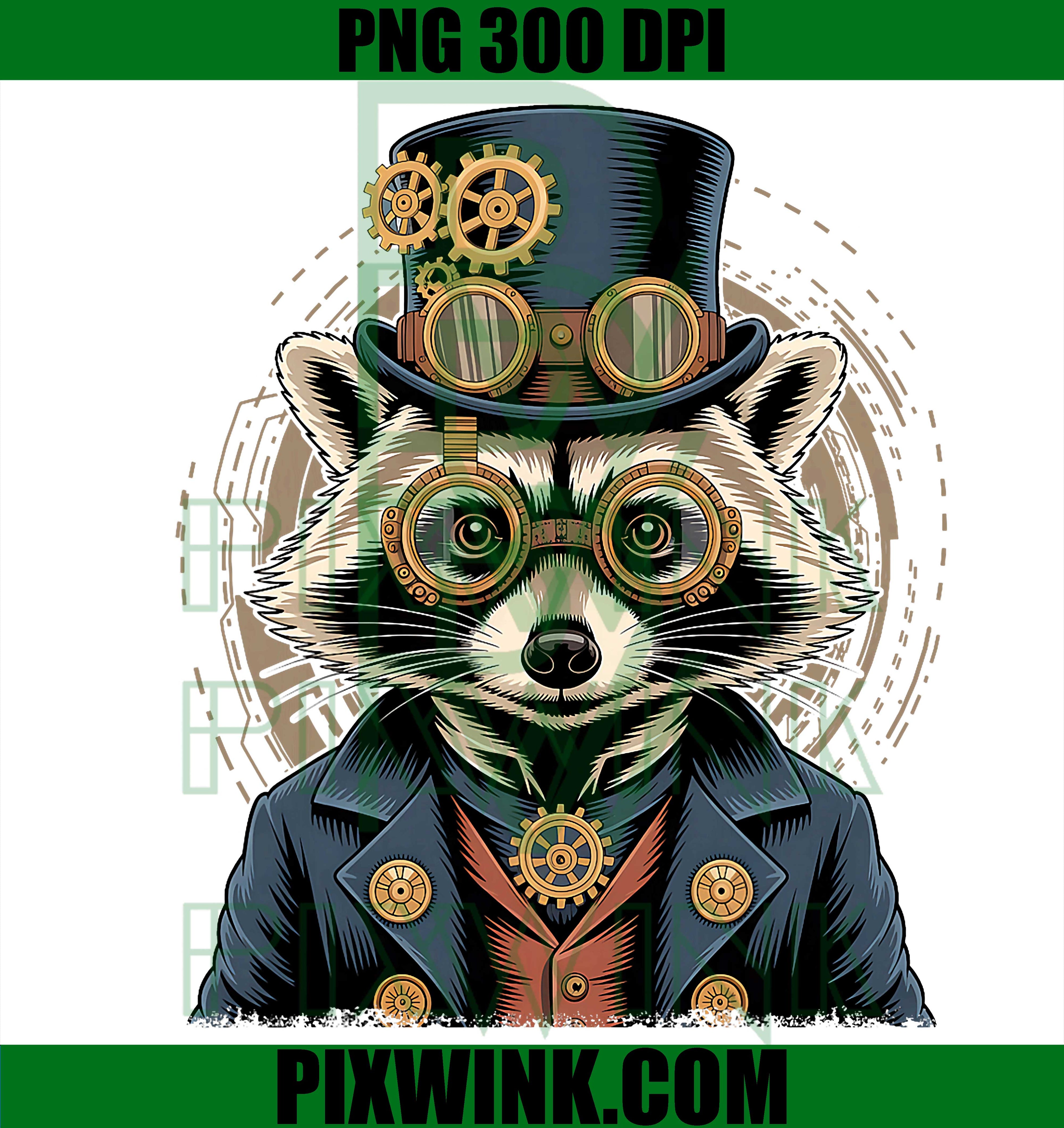 Steampunk Raccoon PNG, Funny Animal Raccoon Lover PNG