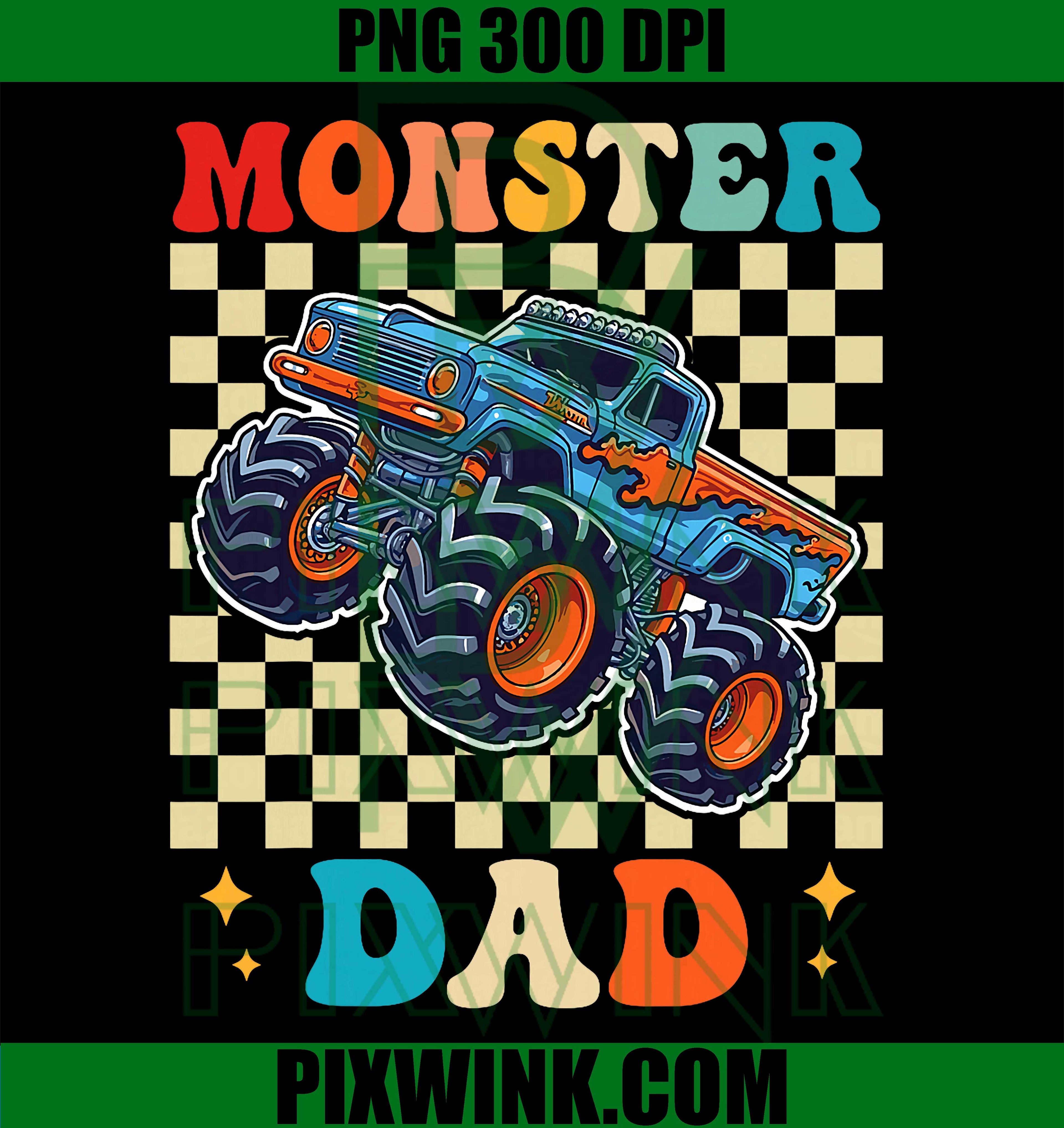 Monster Truck Dad, Family Matching Monster Trucks Birthday PNG