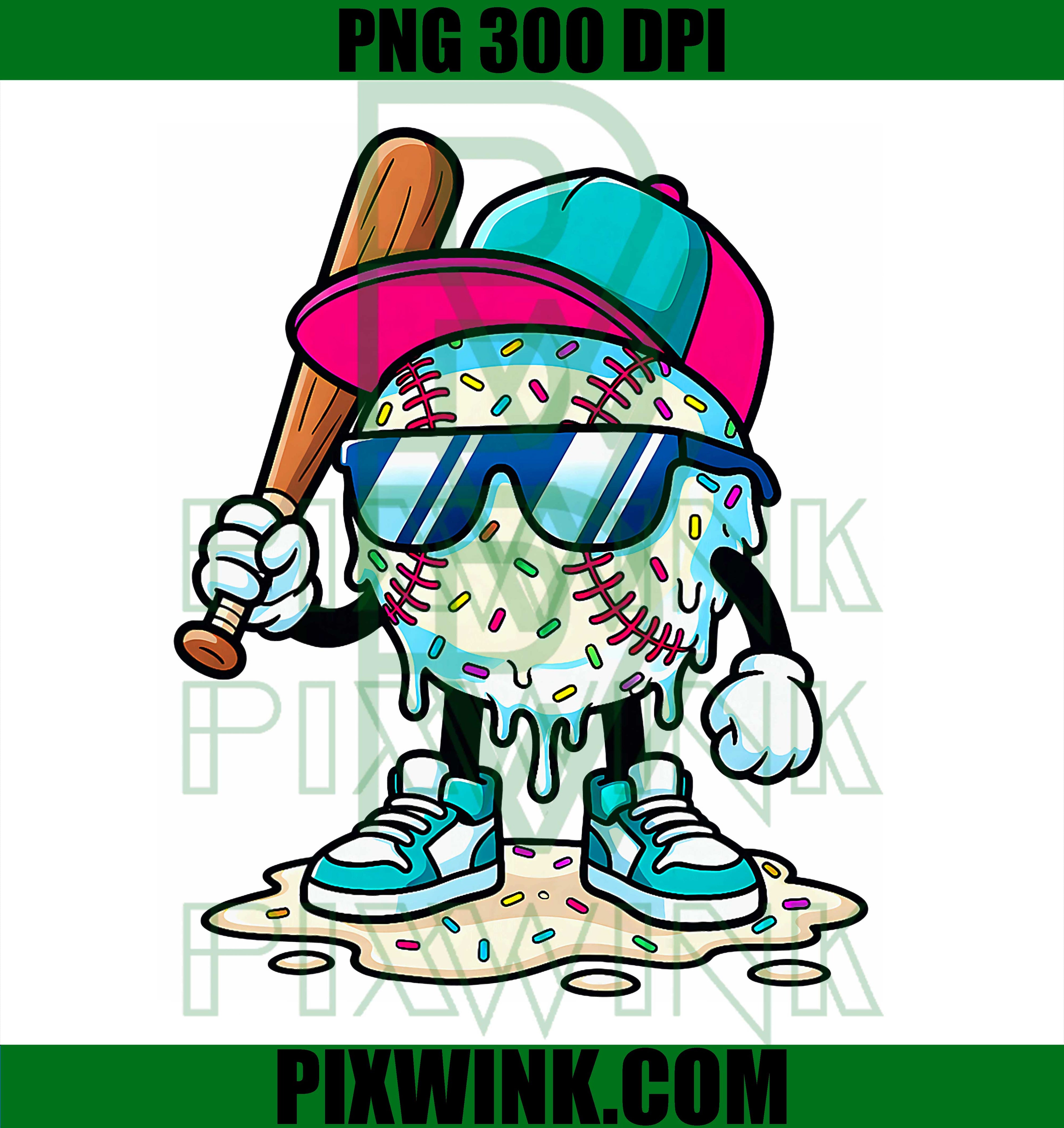 Baseball Drip PNG, Ice Cream Baseball PNG, Sport Lover Boys PNG