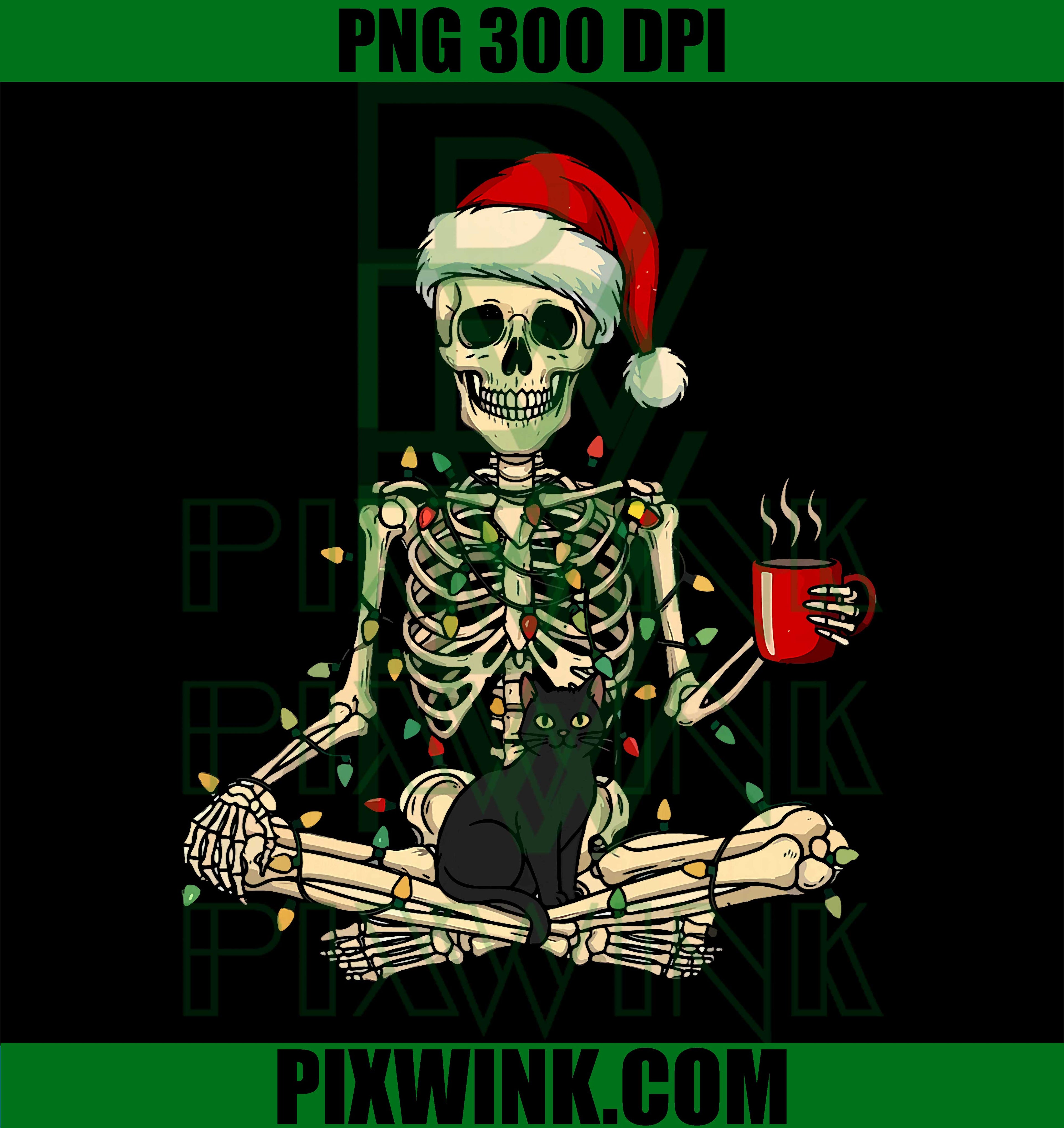 Merry Christmas Xmas Skull Skeleton, Funny Matching PNG