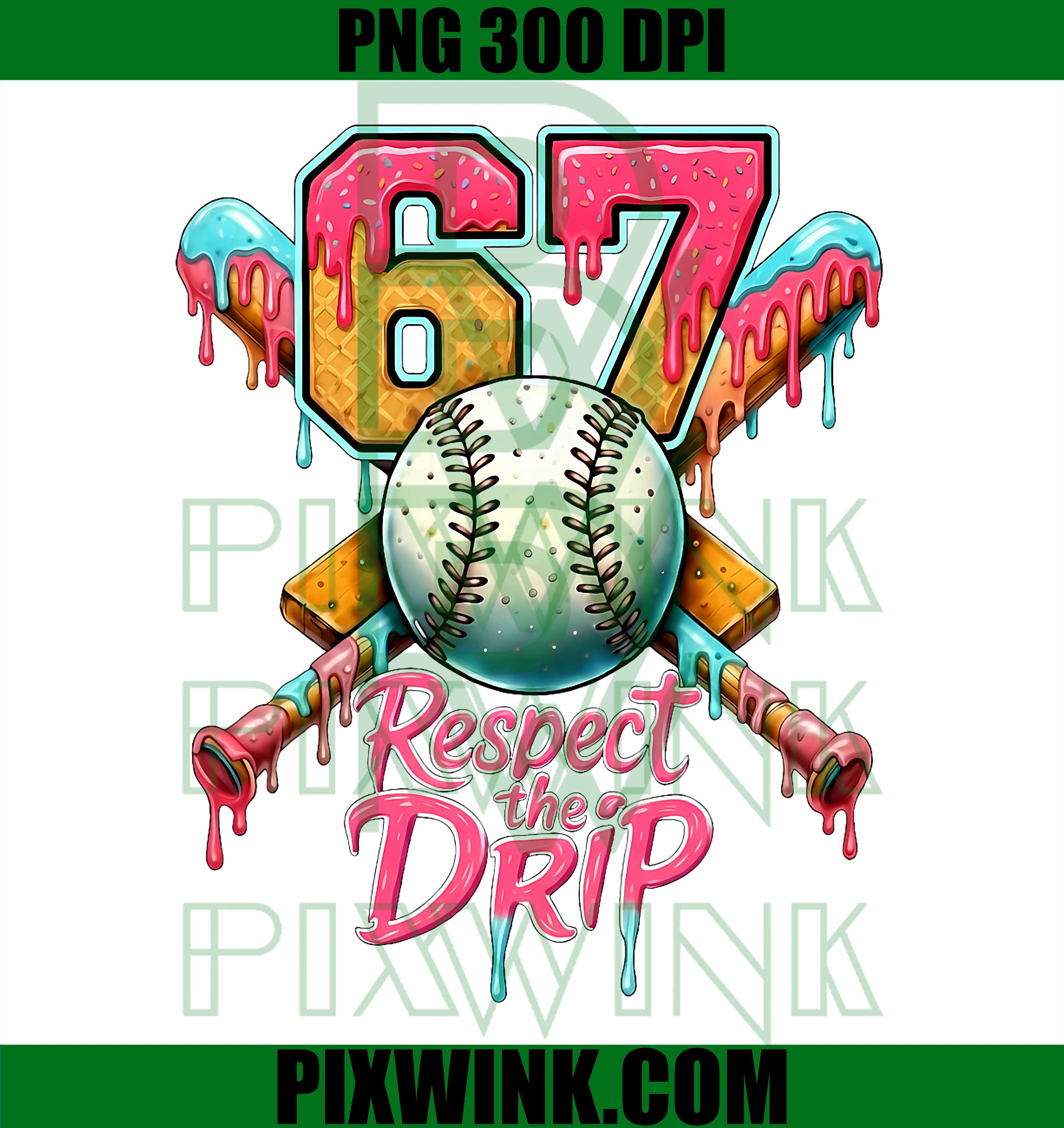Baseball Drip Number 67 Player Sport PNG