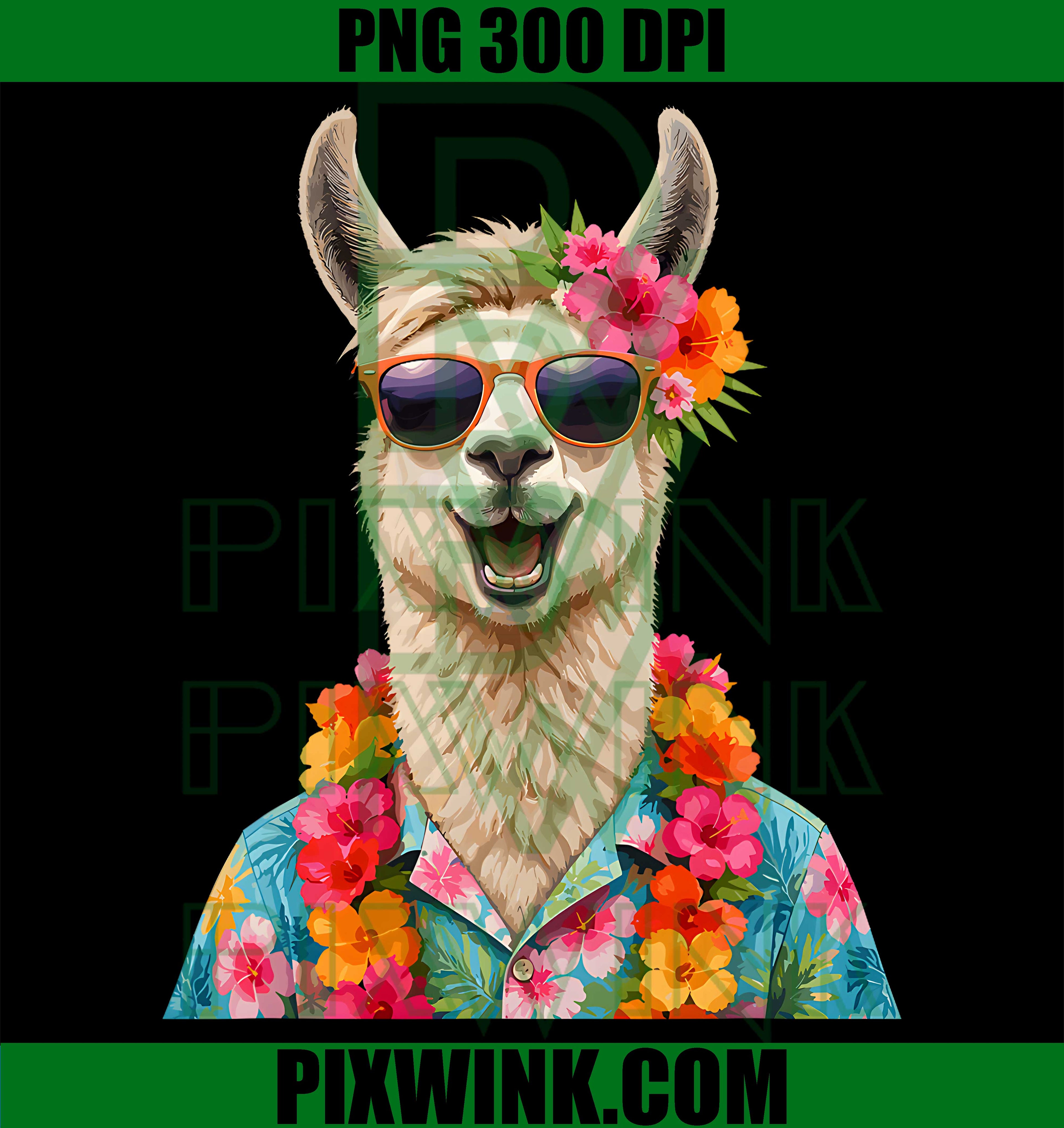 Funny Beach Party Llama Aloha Summer PNG, Cute Summer Vibes Graphic PNG