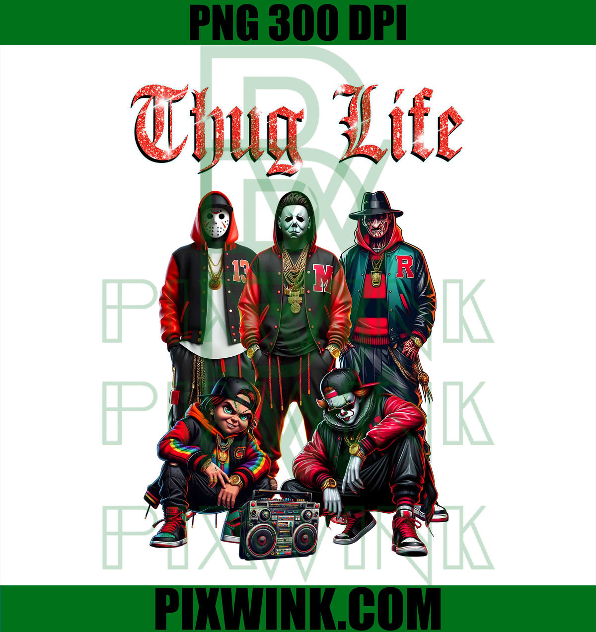 Horror Thug Life PNG, Glitter Movie PNG, Slasher Villains Art PNG