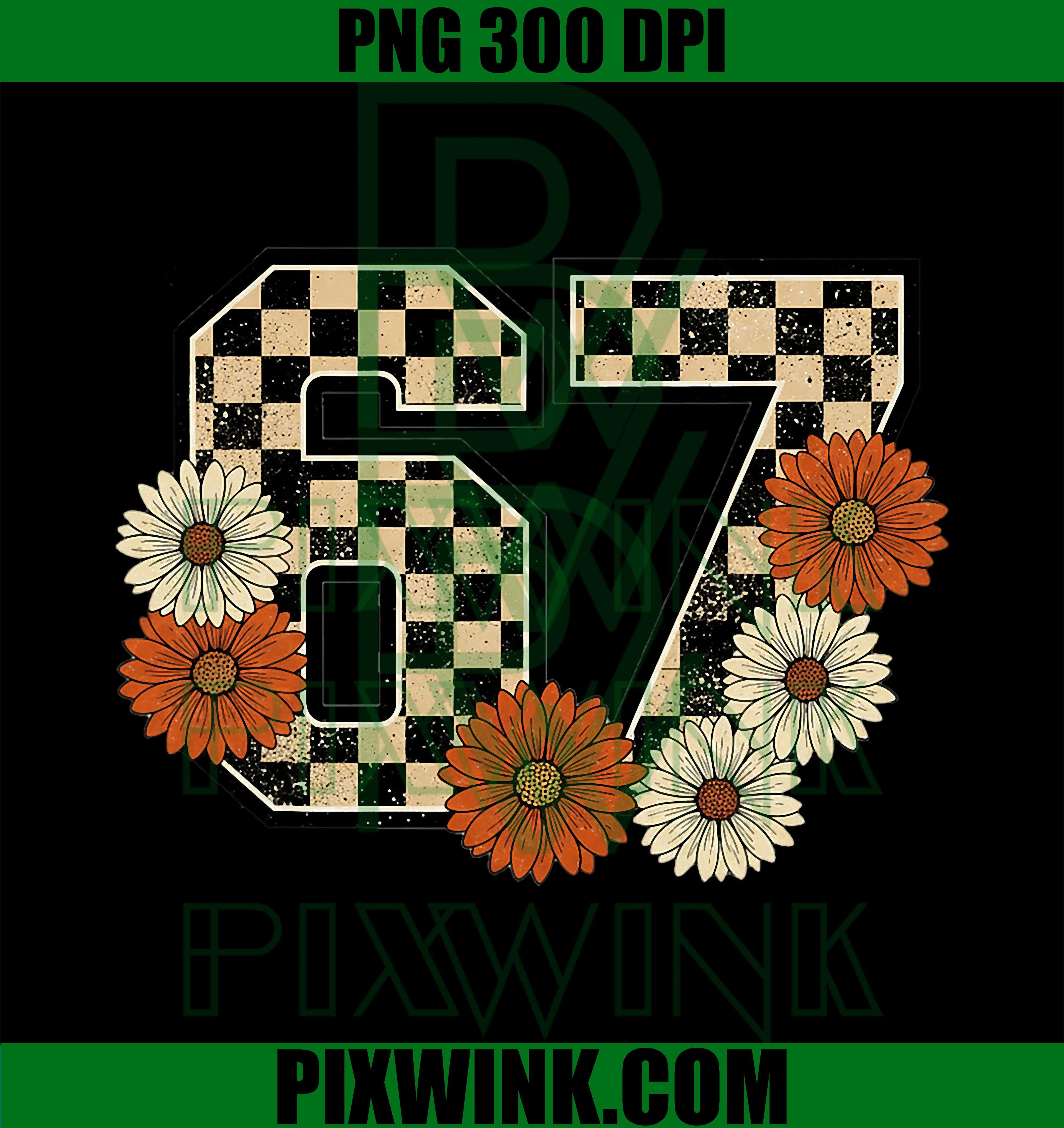 6 7 Retro Fall Meme Checkerboard PNG, Haunted by 67 Six Seven PNG