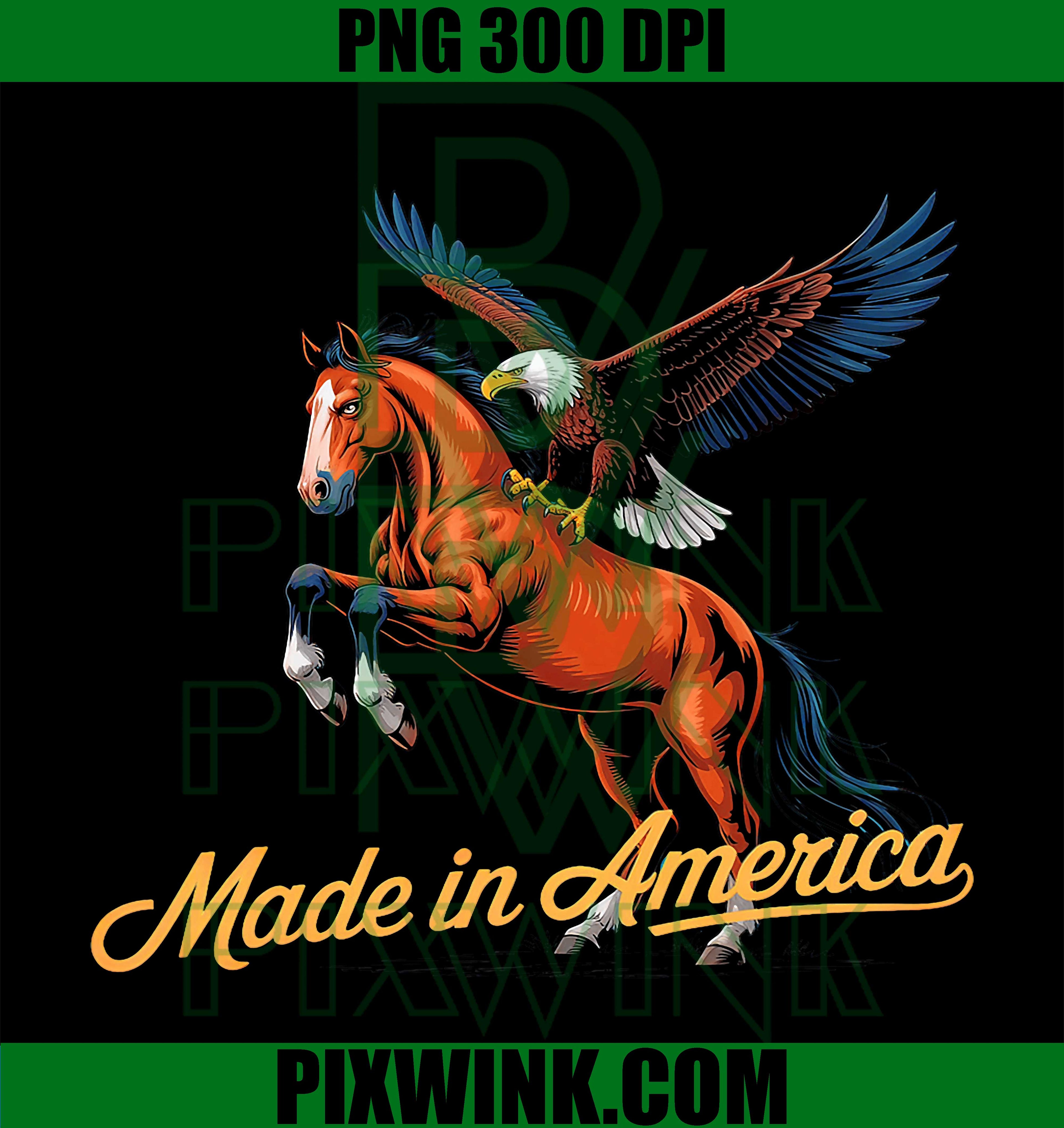 Made In America PNG, Western Horse Eagle PNG, Patriotic Design PNG