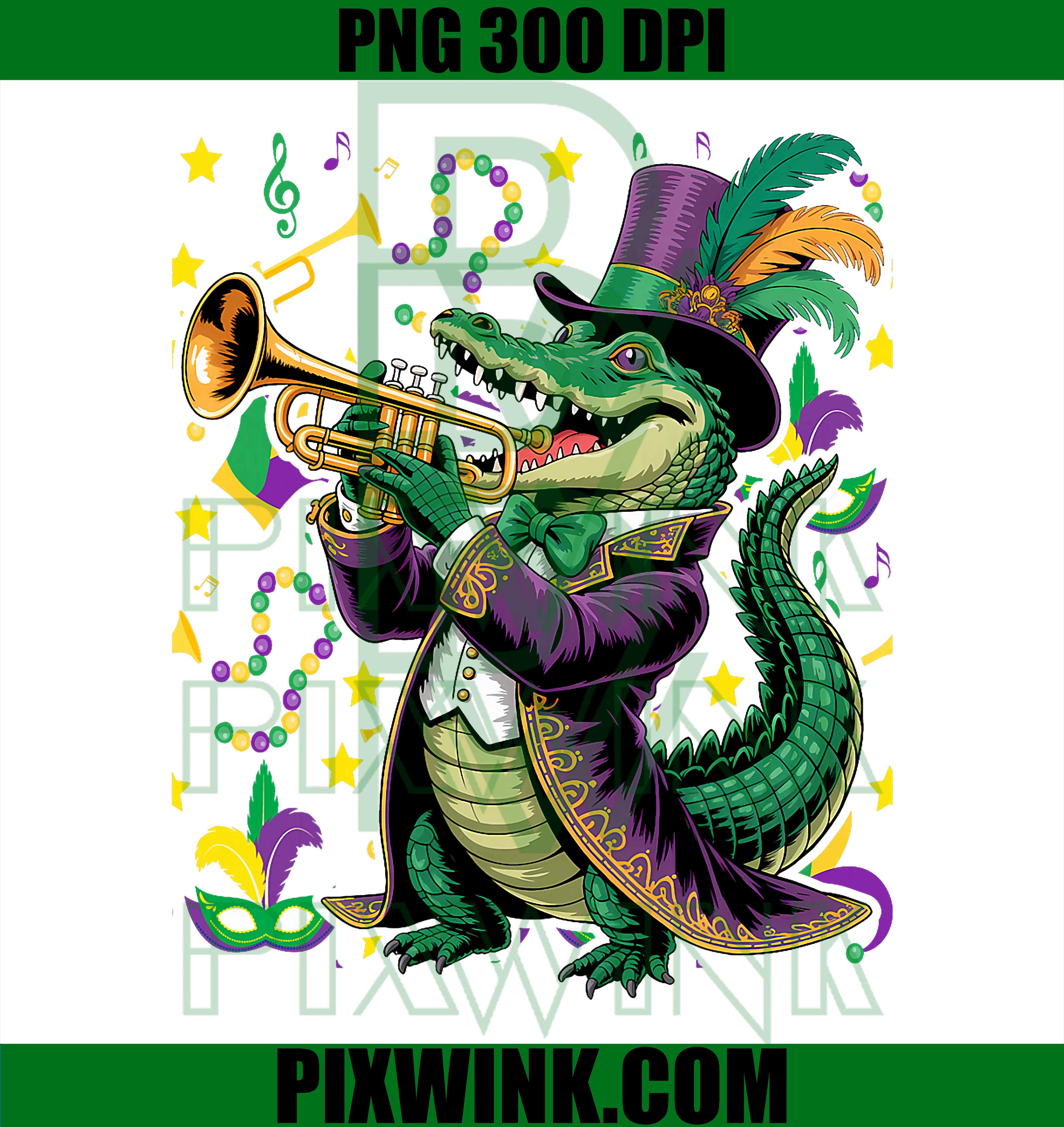 Mardigator Mardi Gras Alligator PNG