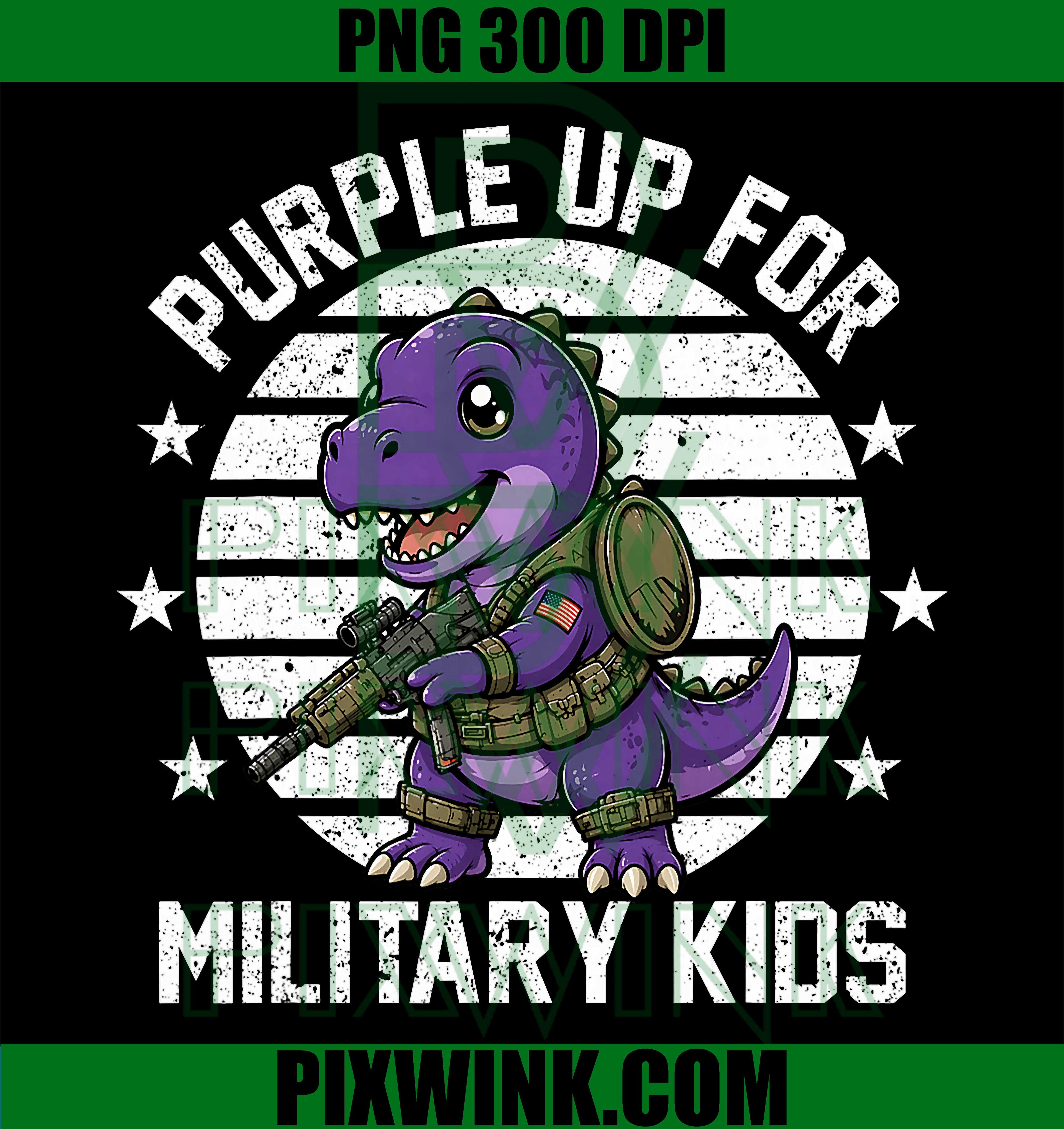 Purple Up PNG, Military Child Month PNG, Dinosaur Kids PNG