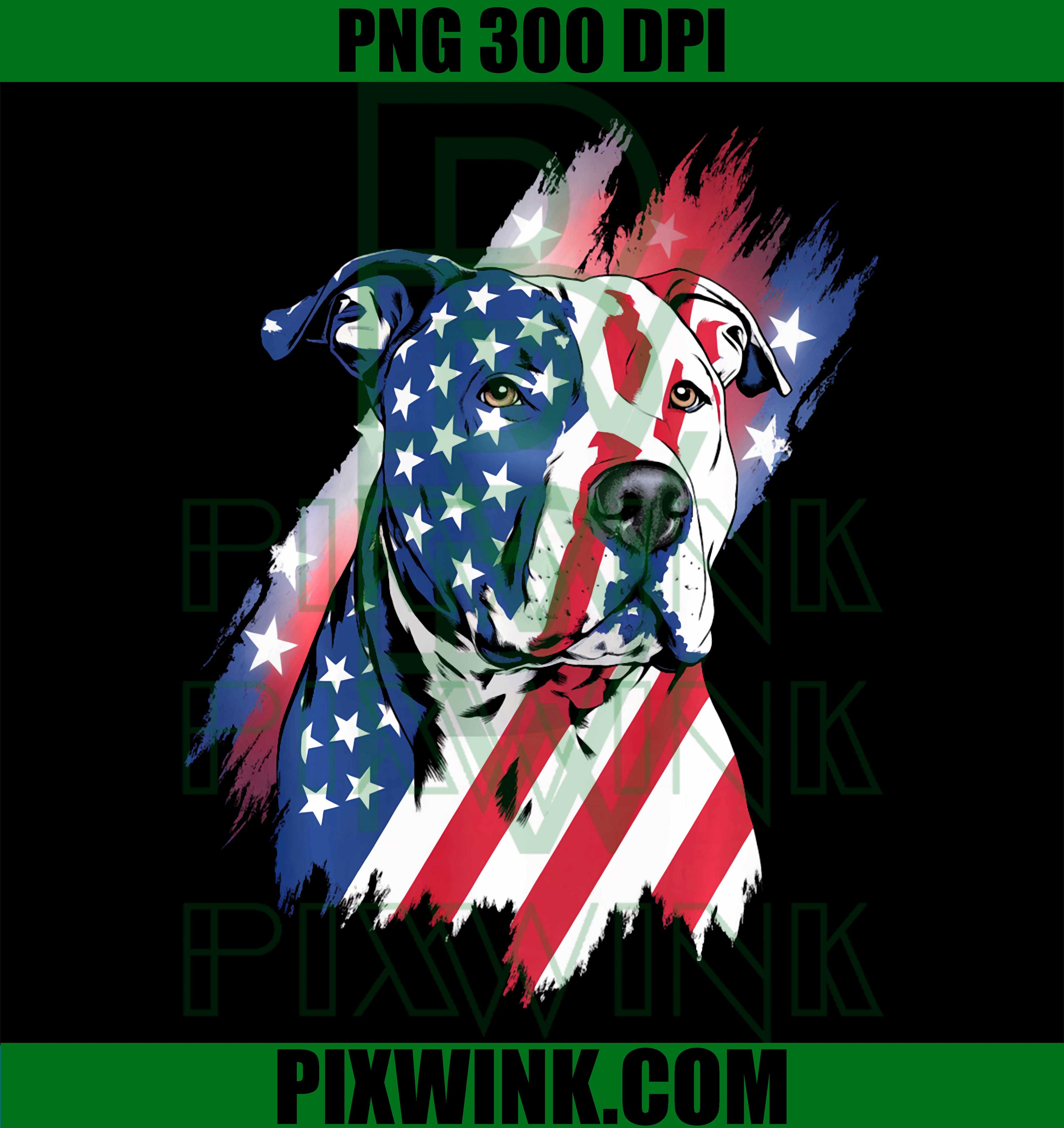 American Flag Pitbull Terrier PNG, Patriotic Dog Lover July 4th PNG