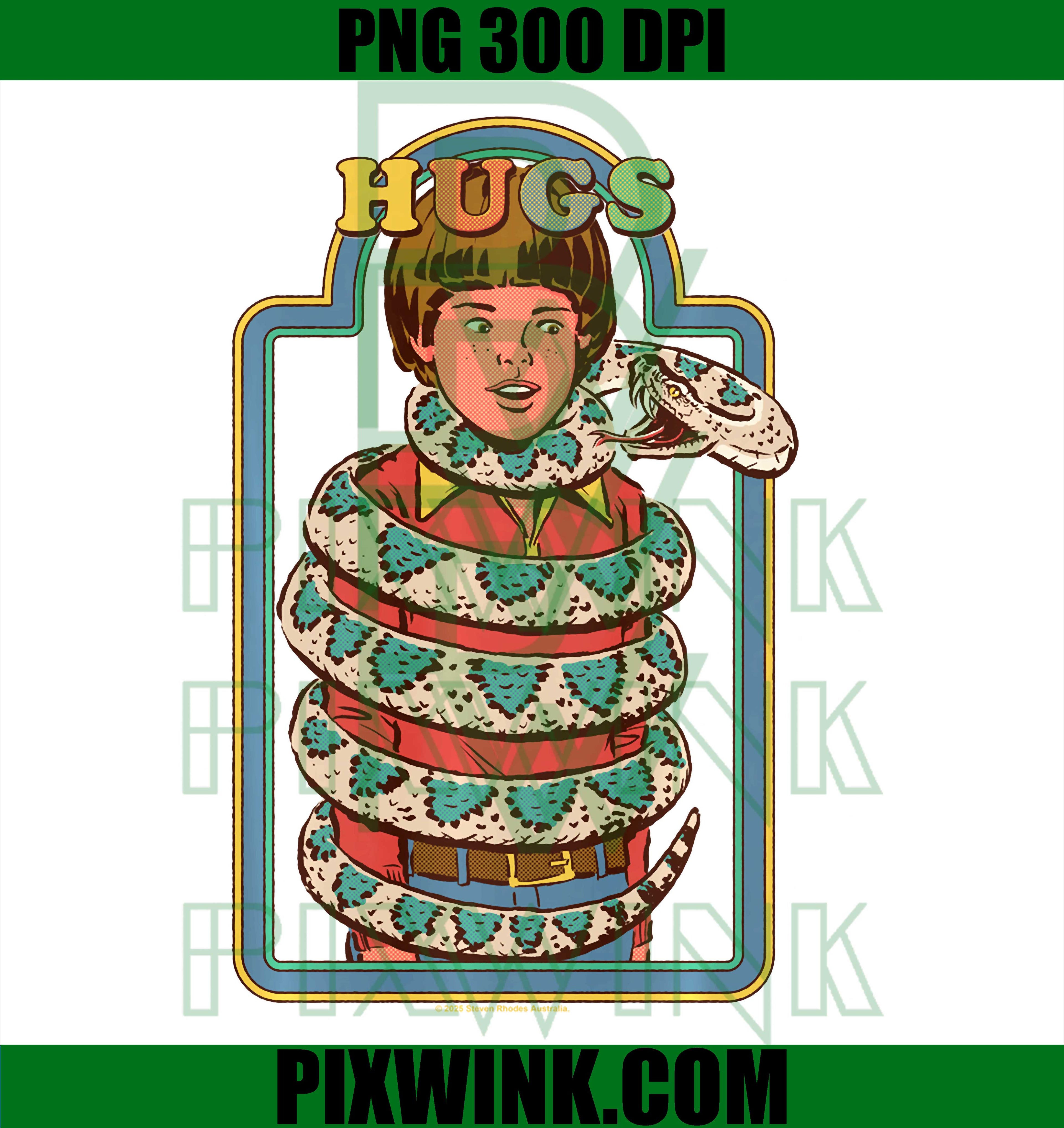 HUGS Snake PNG, Sarcastic Retro Vintage Funny Humor PNG