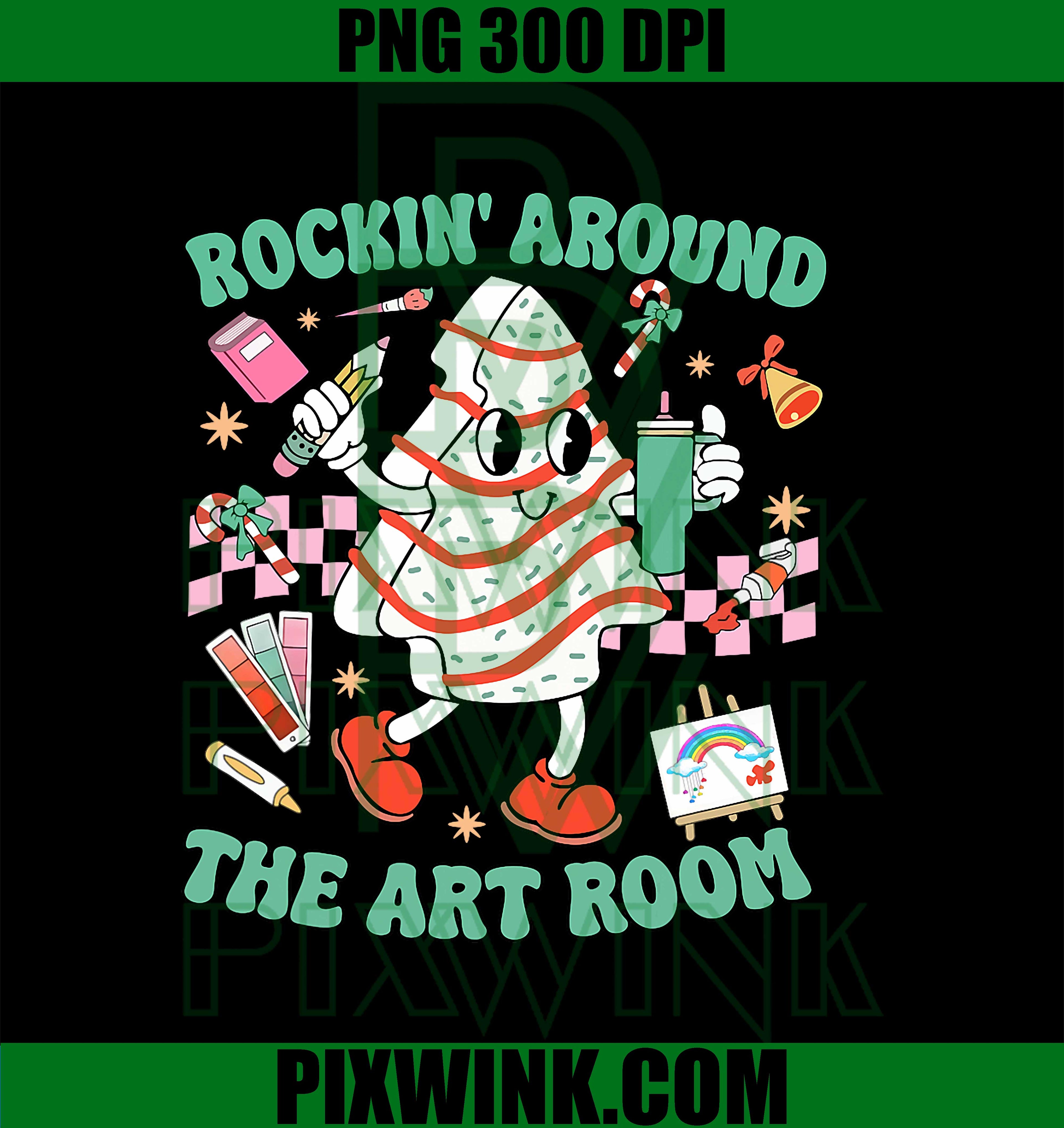 Rocking Around The Art Room, Retro Christmas Art Teacher PNG