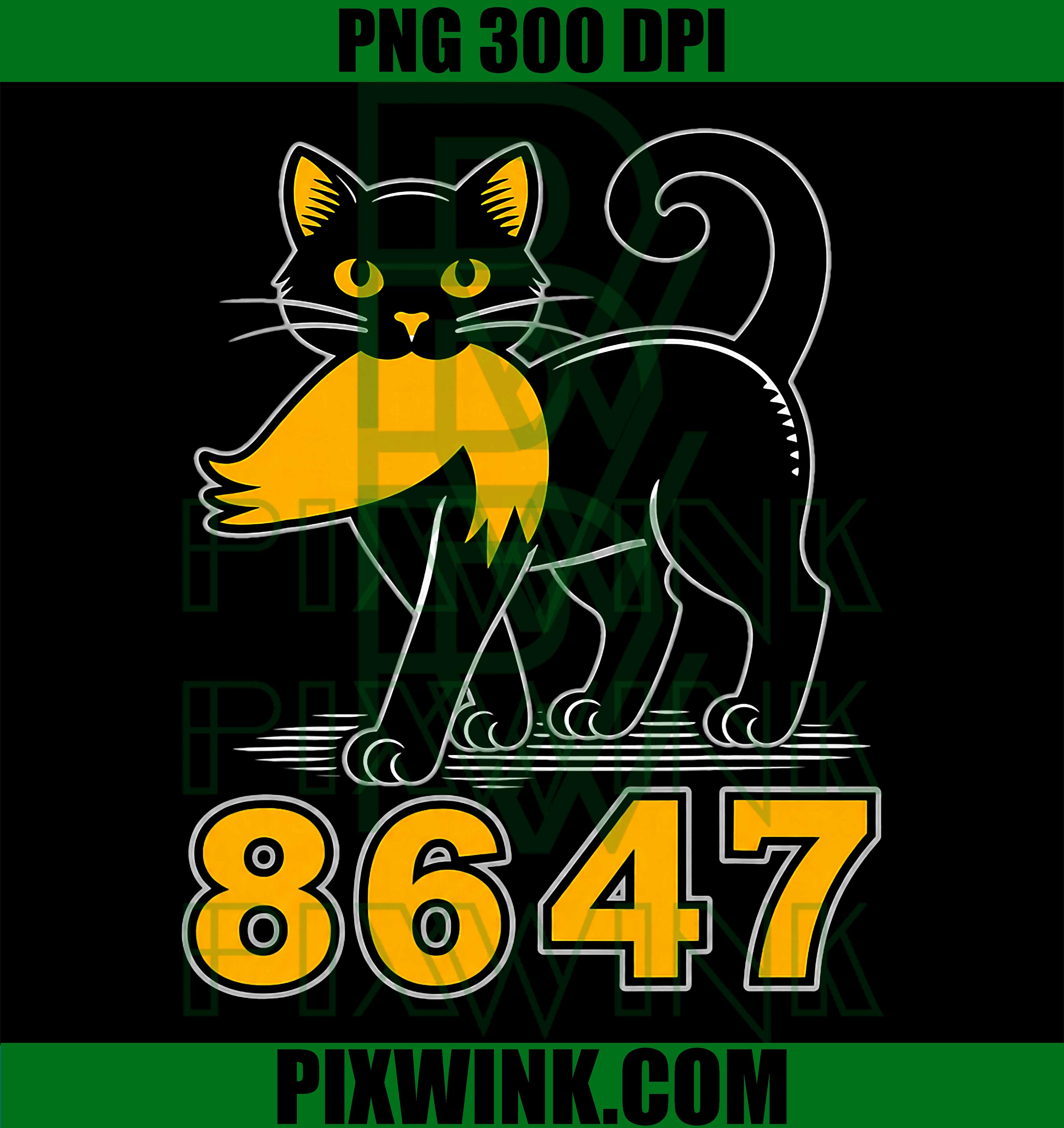 86 47 Black Cat PNG, Vintage Mystery Numbers Cat Lover PNG