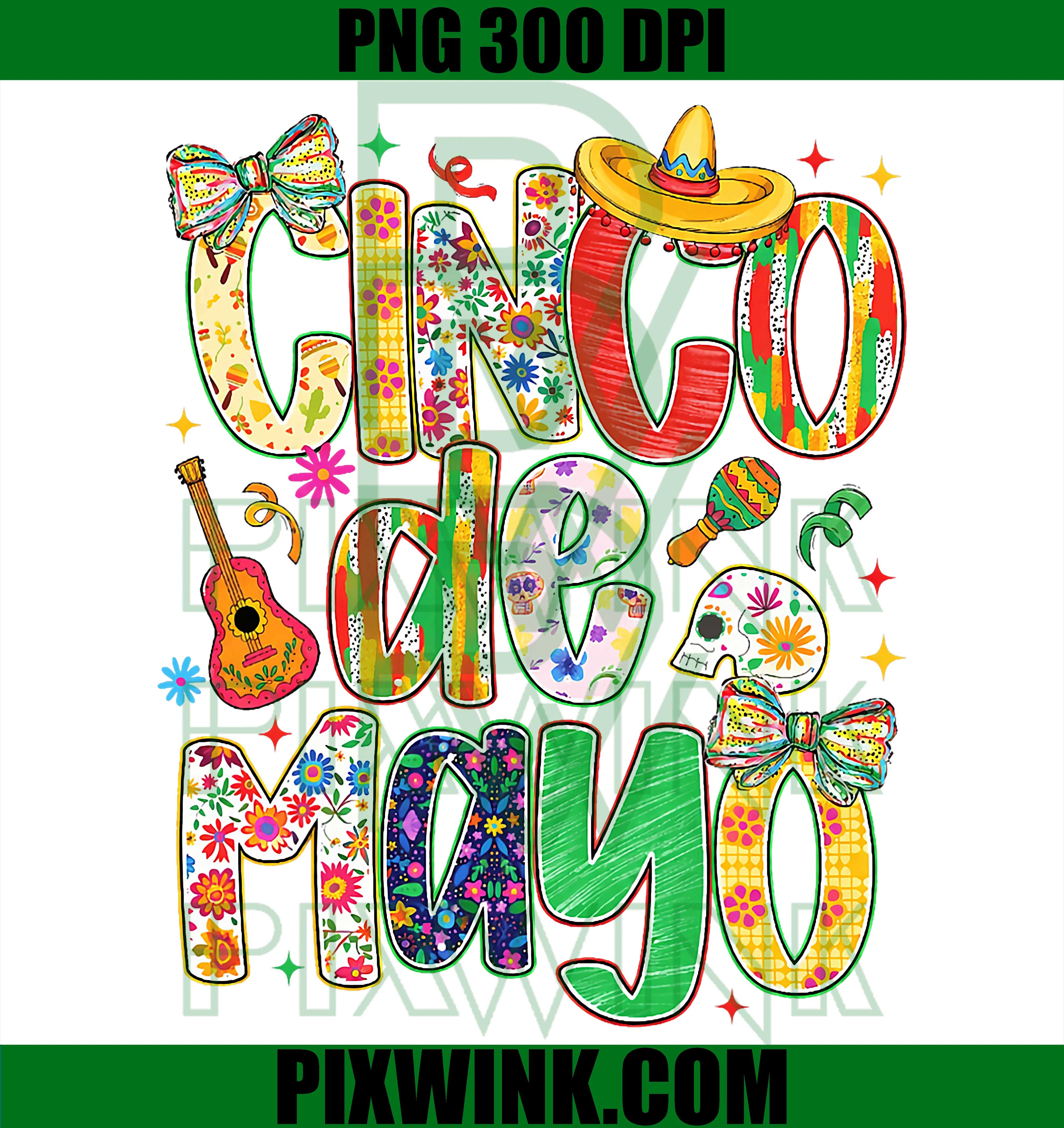 Cinco De Mayo Floral Fiesta PNG, Sombrero Bow Girl PNG