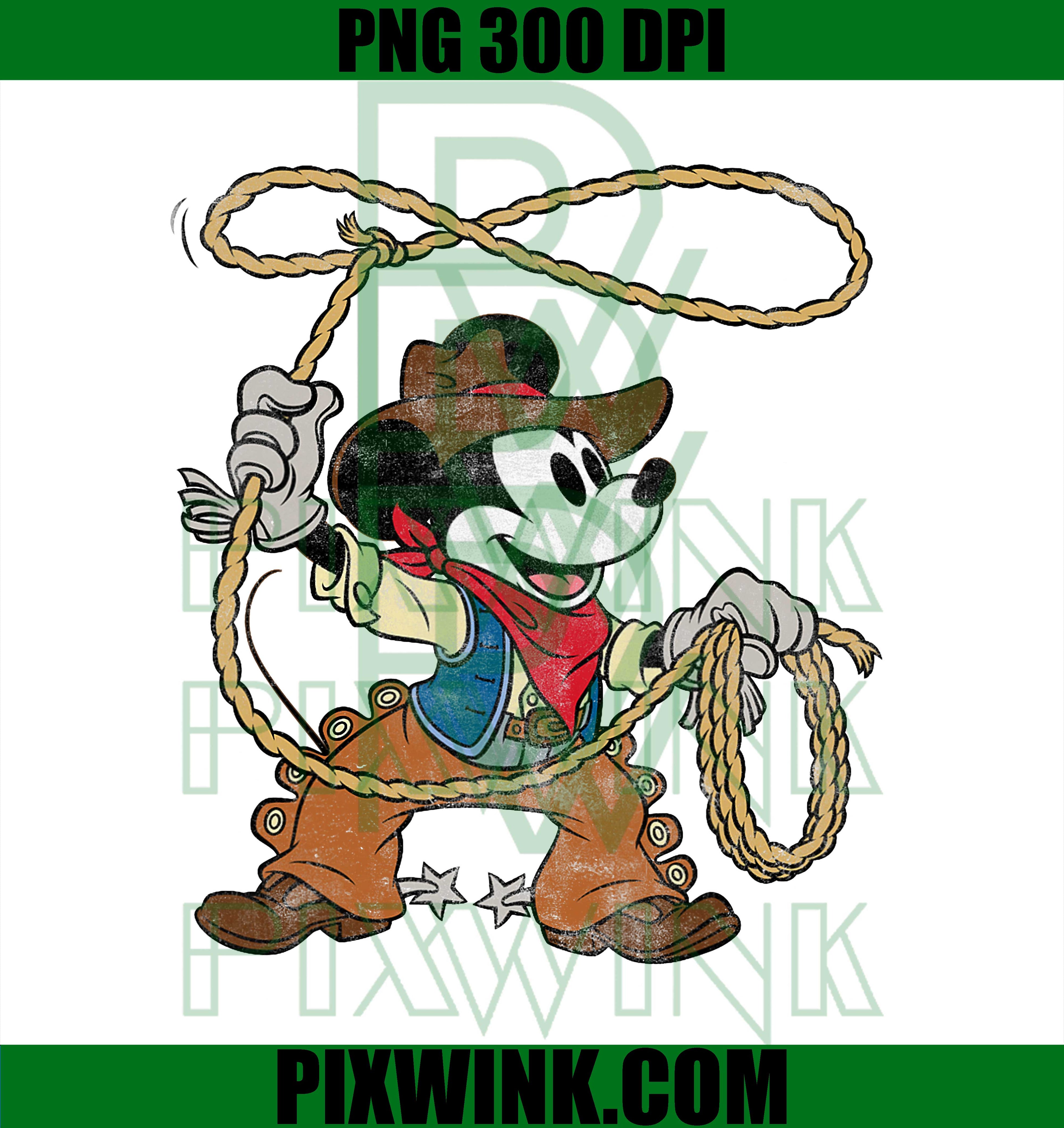 Disney Mickey Mouse Cowboy Western Vintage Look PNG