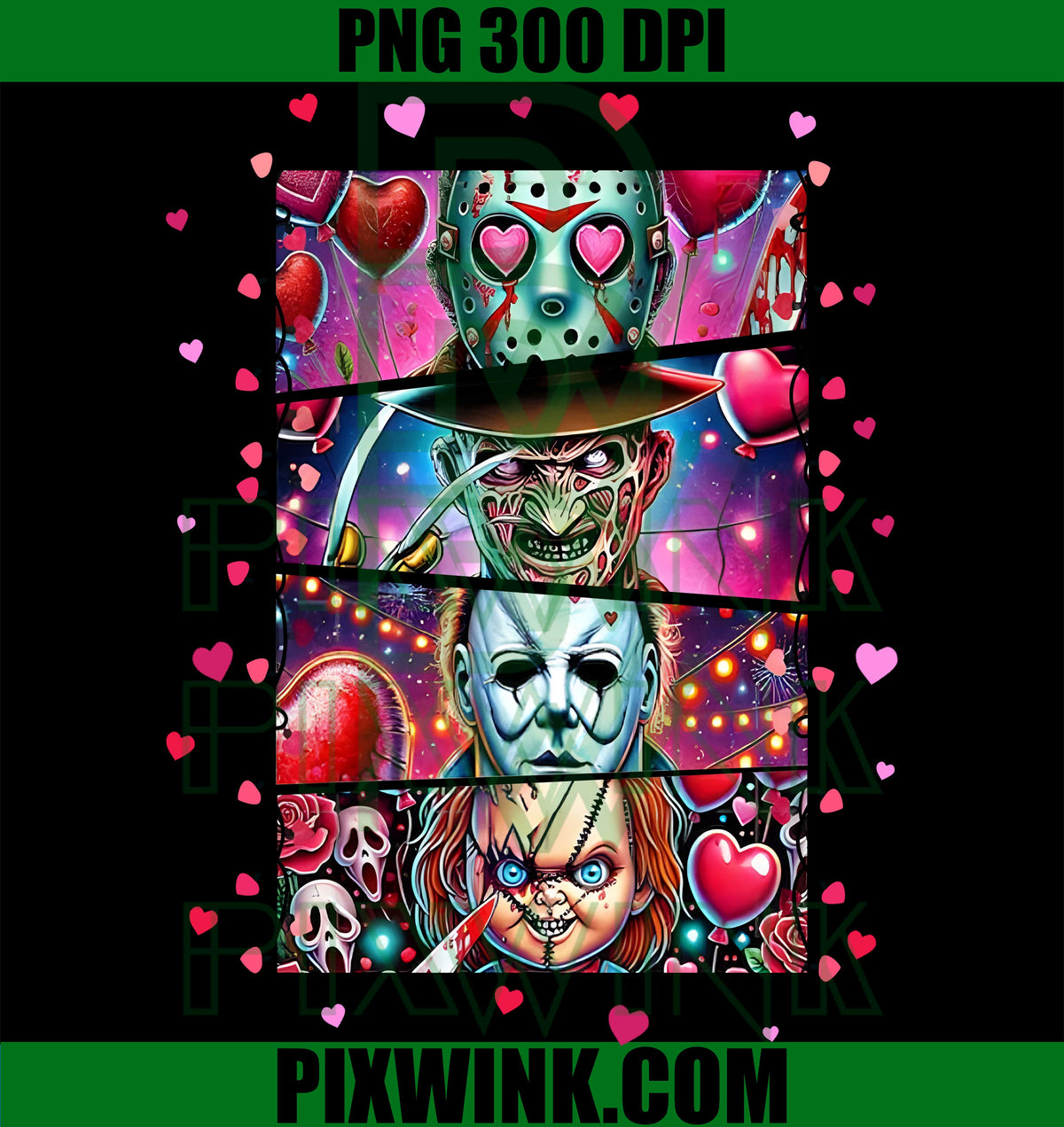 Valentine Horror PNG, Character Halloween Valentine PNG